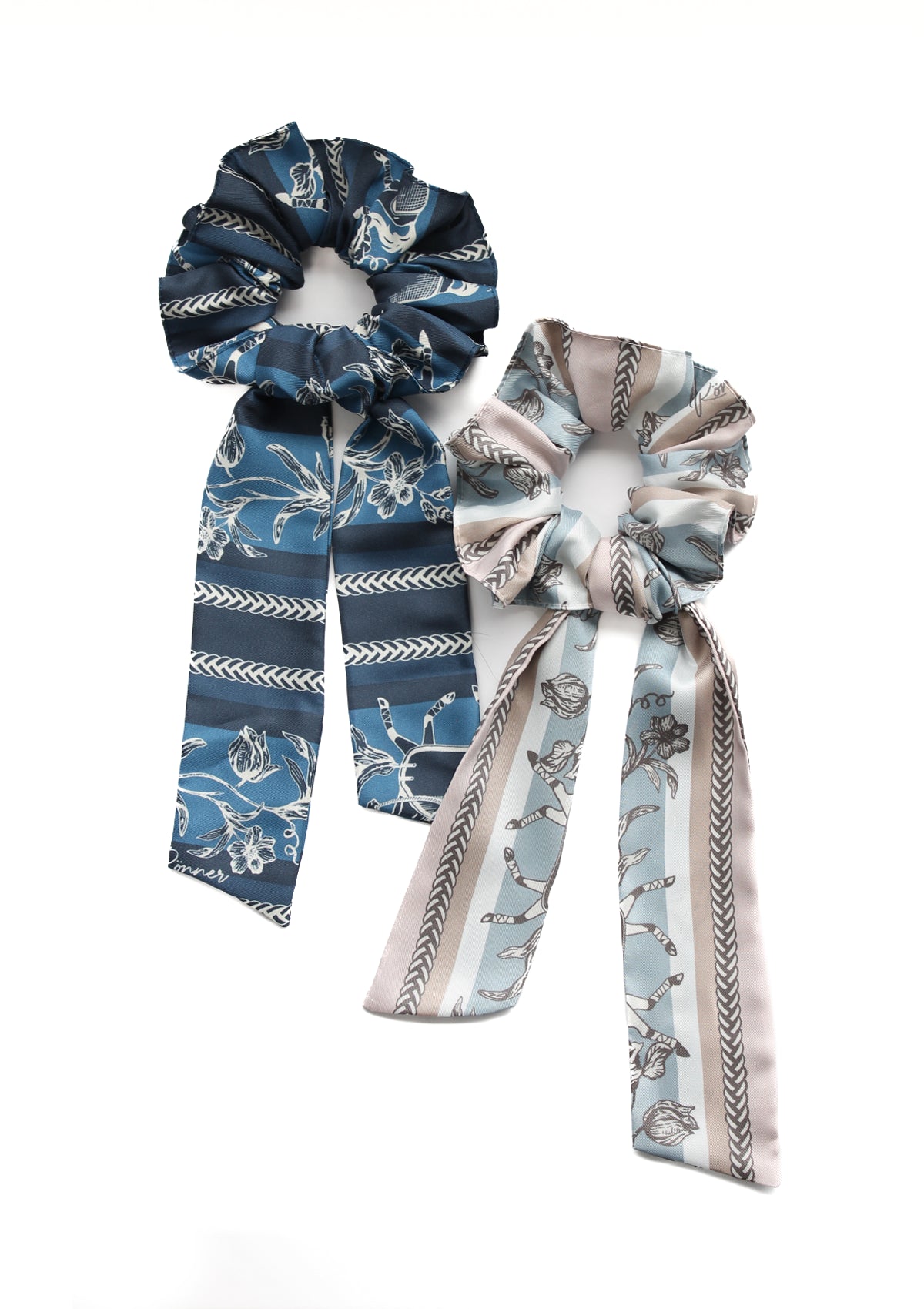 Scarf Hair Scrunchie Dancing Horses Print | Set of Two