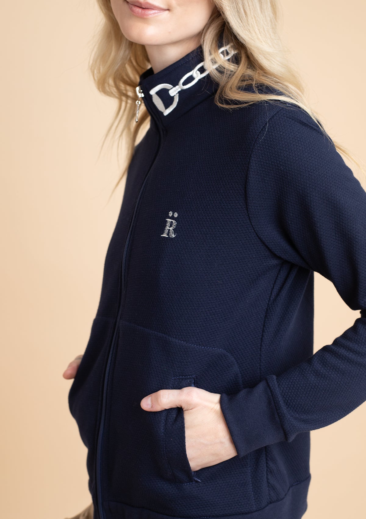 Harmonia Embroidered Zip Jacket | Navy