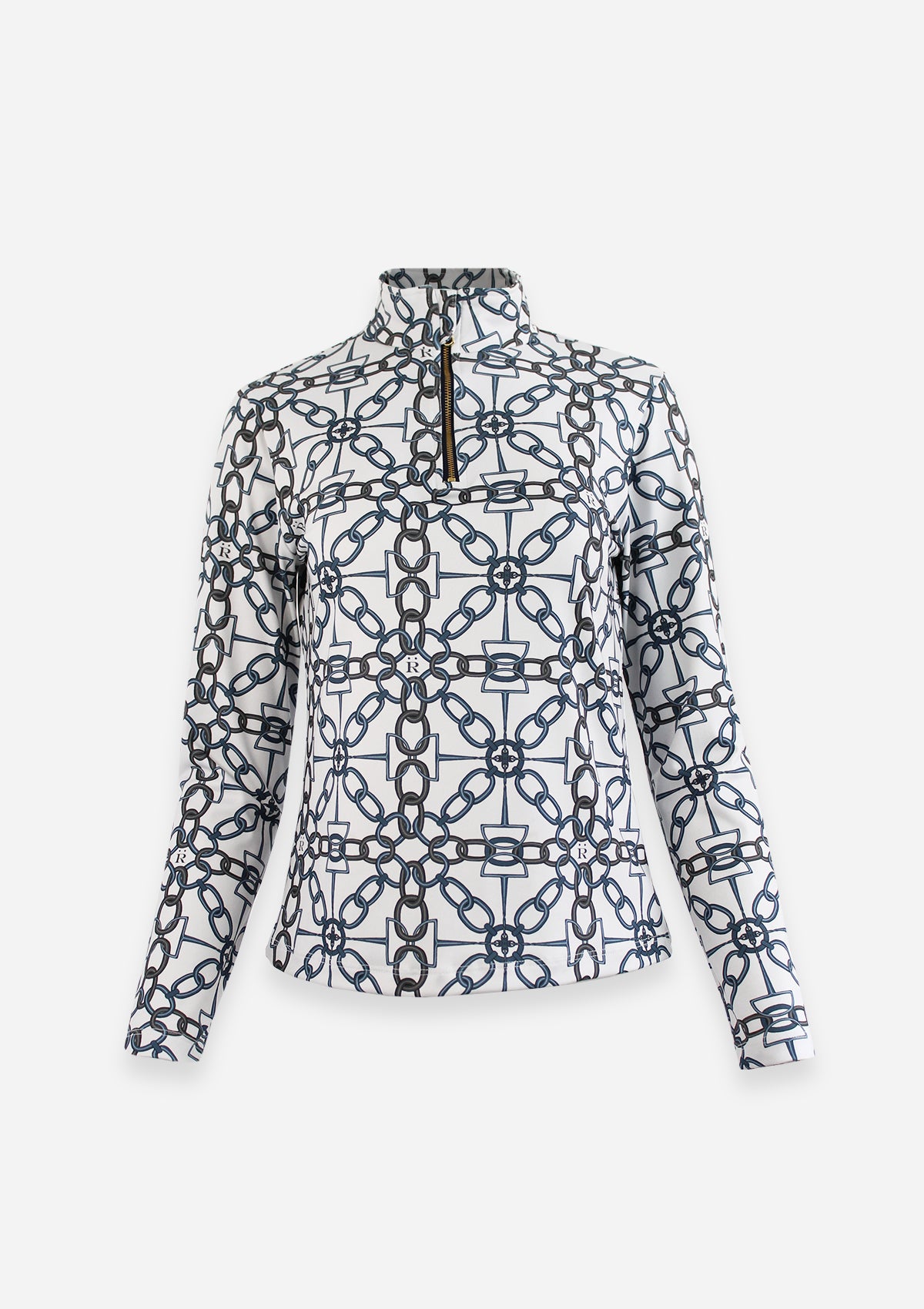 Harmony Quarter Zip Chainlink Print - Long Sleeve | Marine