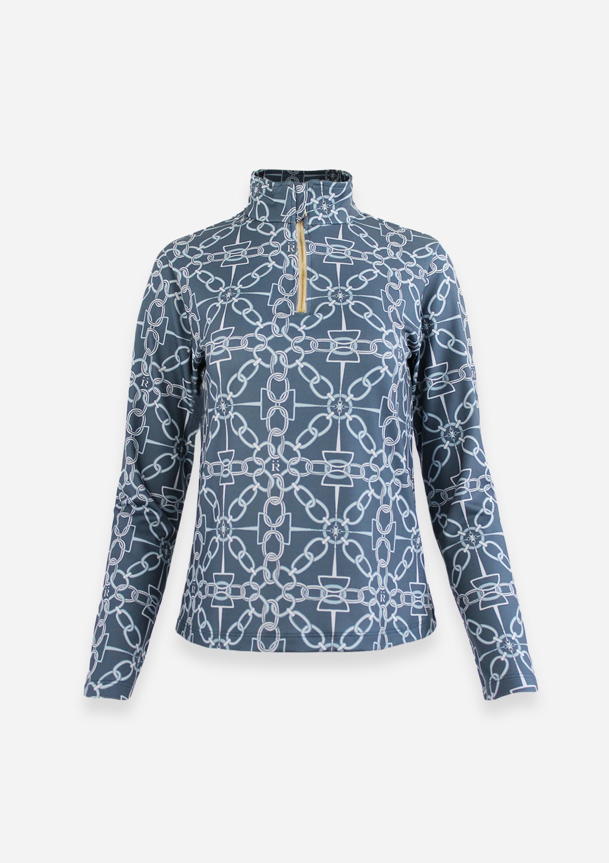 Harmony Quarter Zip Chainlink Print - Long Sleeve | Navy