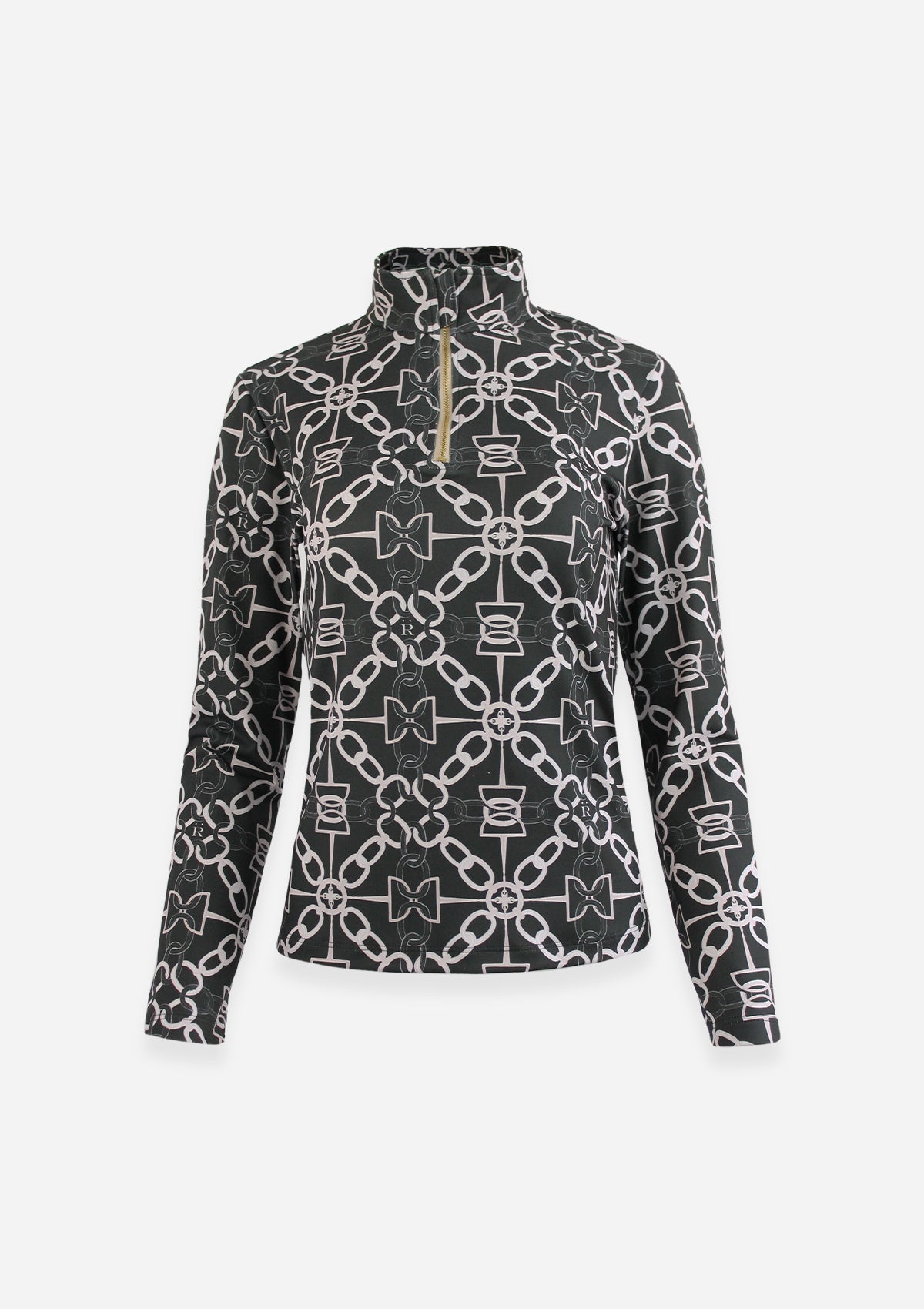 Harmony Quarter Zip Chainlink Print | Long Sleeve | Onyx