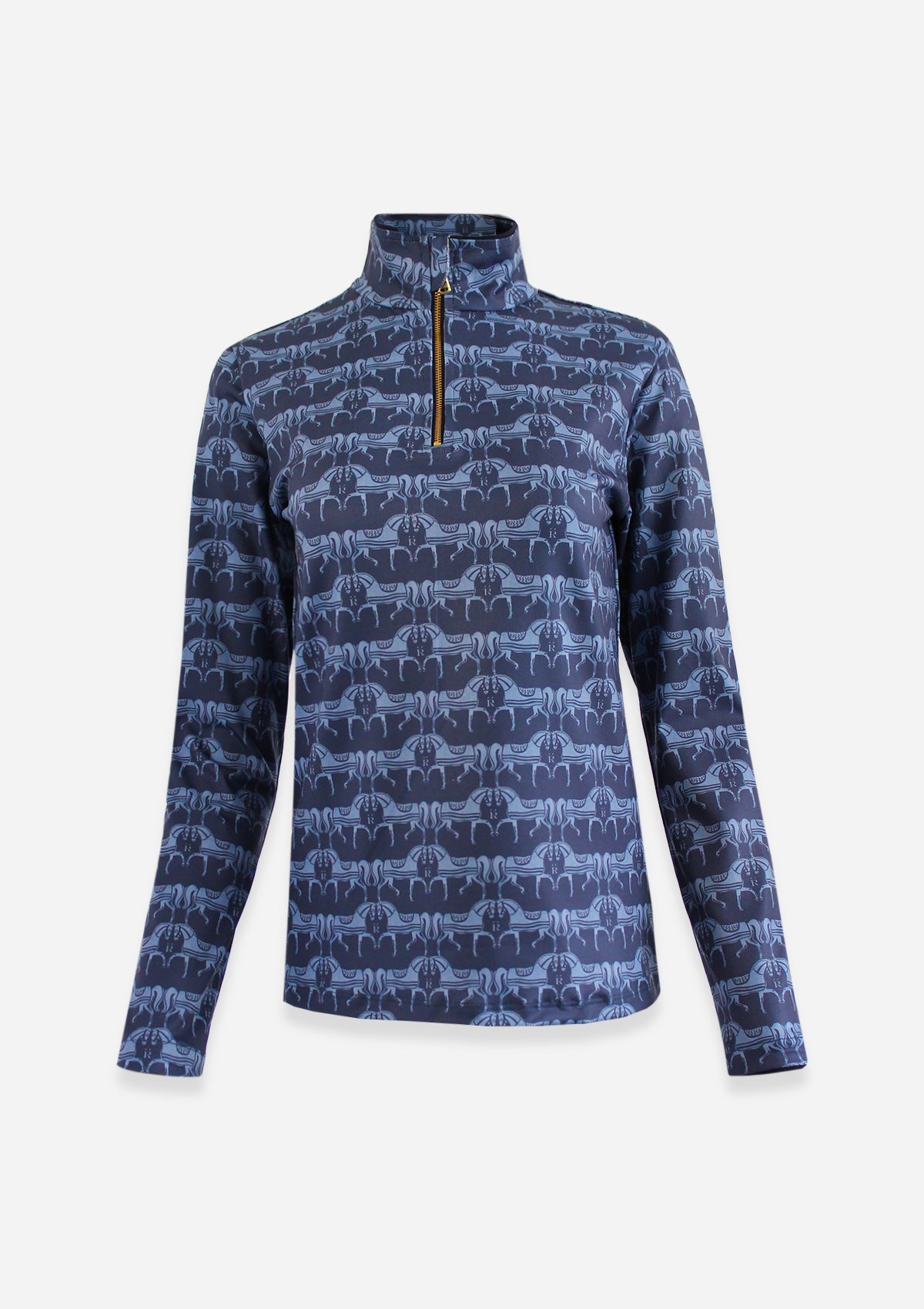 Harmony Quarter Zip Steed Print - Long Sleeve | Sapphire