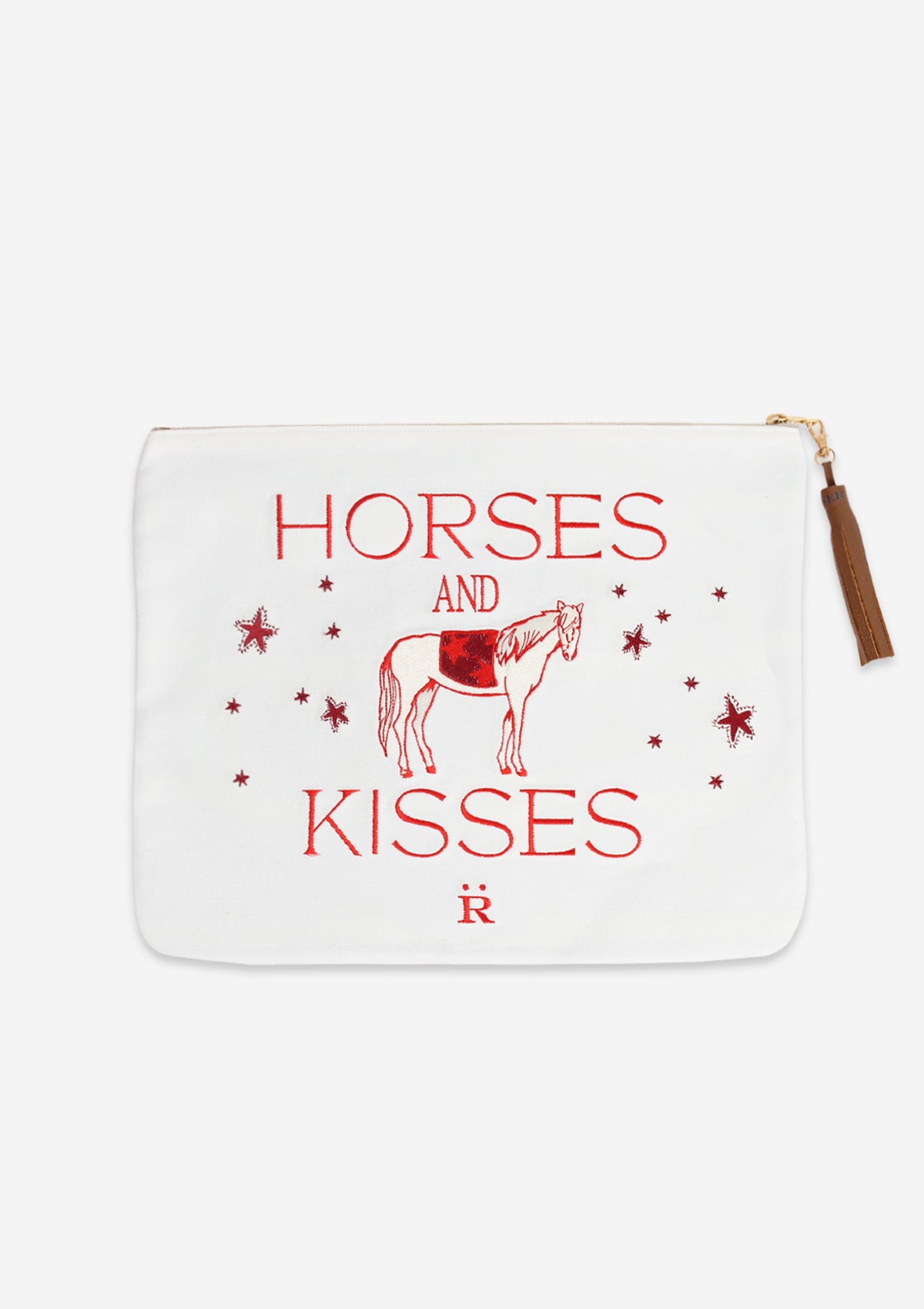 Horses & Kisses | Embroidered Pouch | Cream