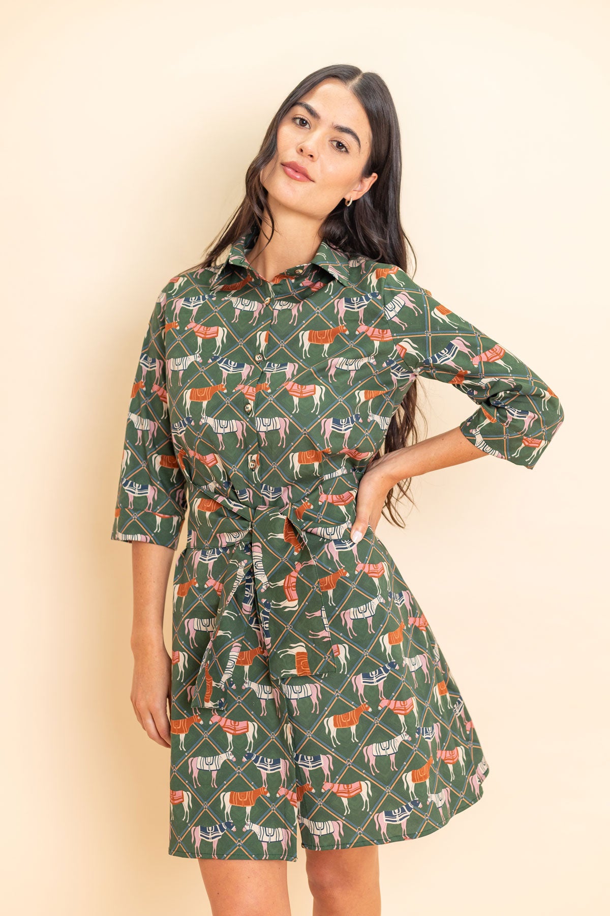 Grand Prix - Cotton Shirt Dress - Hunter Green