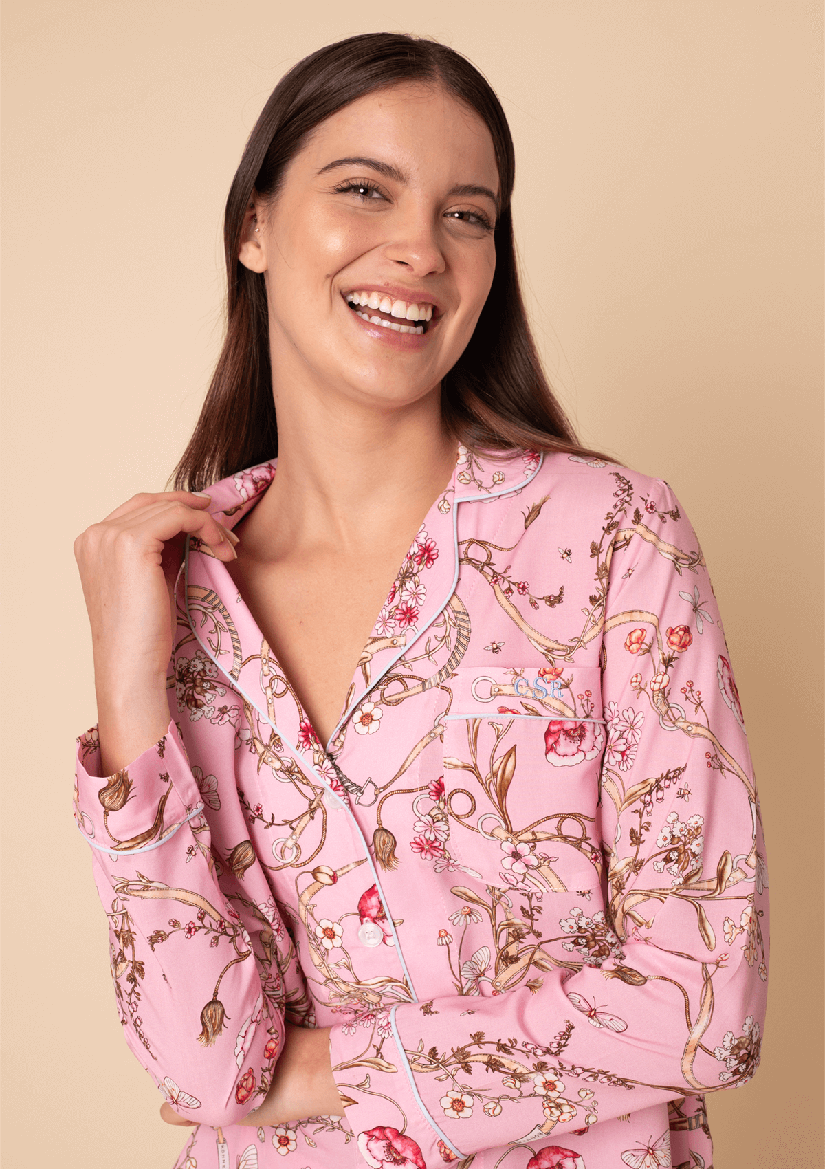 Herbaria Equestrian Pajama Set | Long Sleeve | Rose