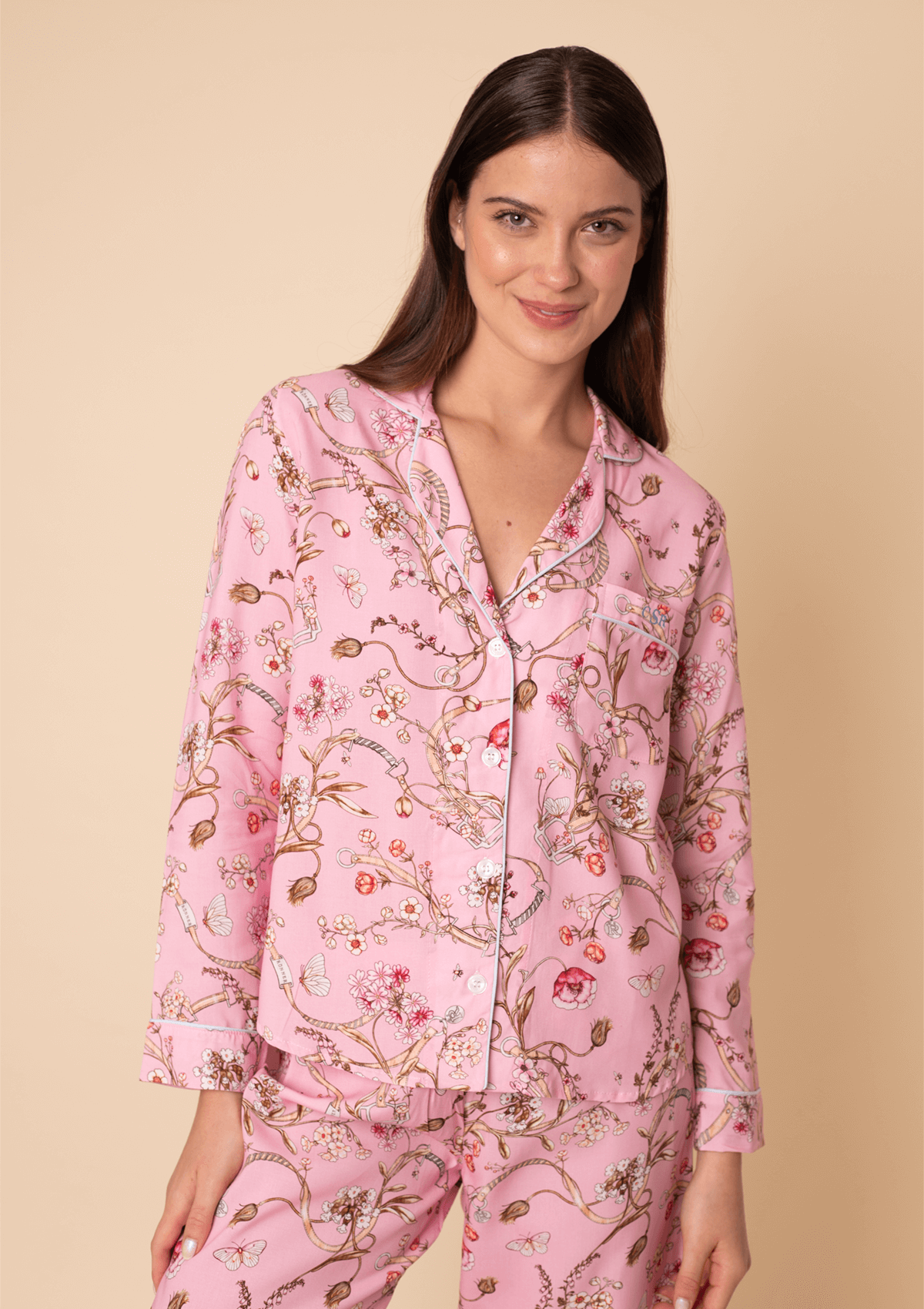 Herbaria Equestrian Pajama Set | Long Sleeve | Rose