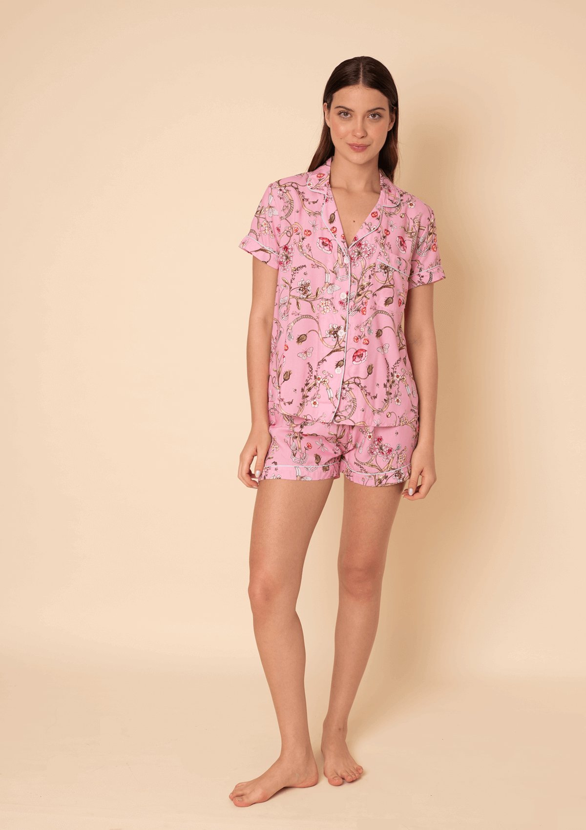Herbaria Equestrian Pajama Set | Short Sleeve | Rose