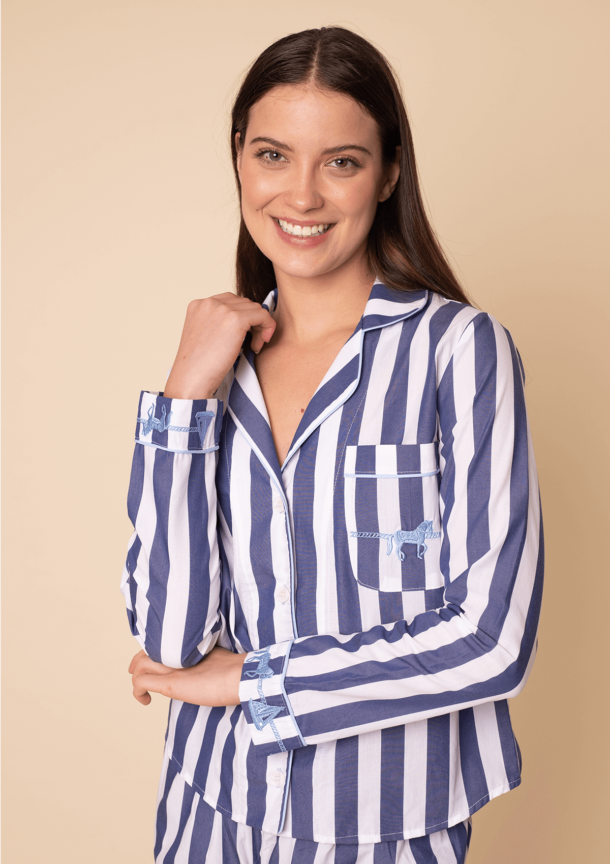 Striped Long Sleeve PJ’s Set | Blue & White