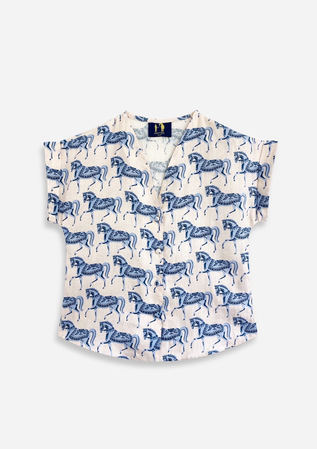 Lila Linen Shirt | Blossomare Print | Blue