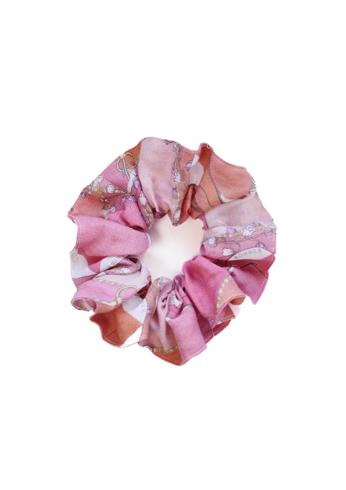 Linen Hair Scrunchie Geo Horse Print | Tangerine