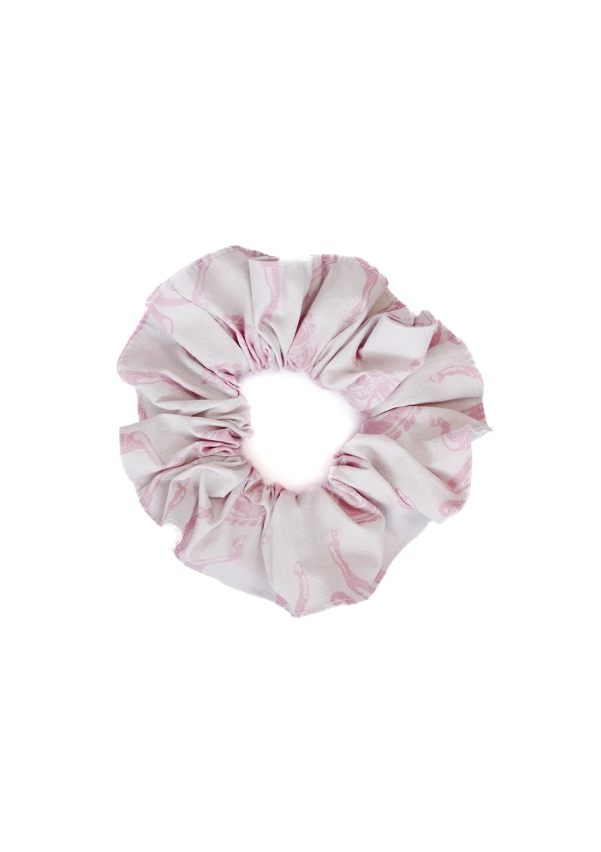 Linen Hair Scrunchie Blossomare Print | Cream & Pink