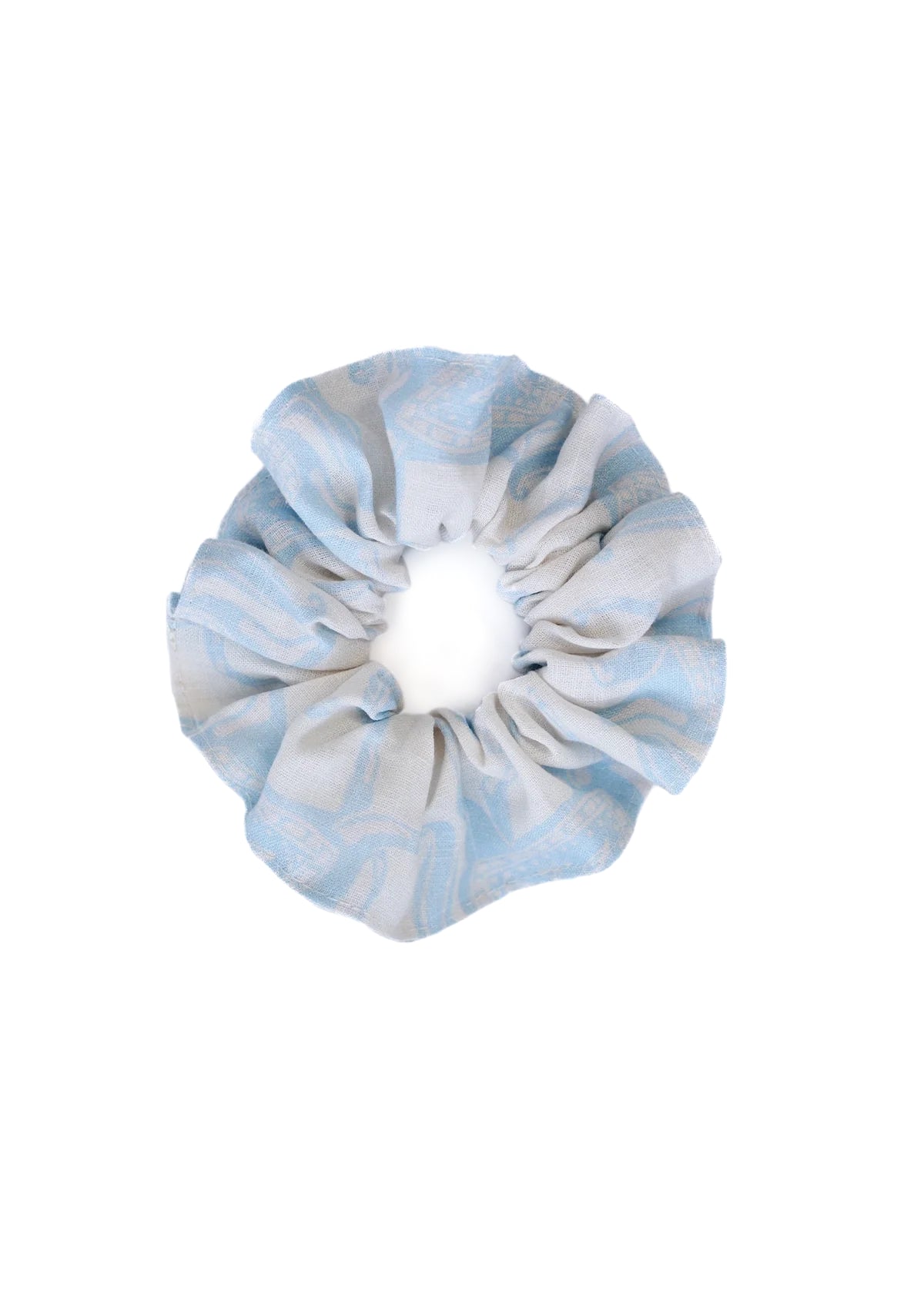 Linen Hair Scrunchie Blossomare Print | Light Blue