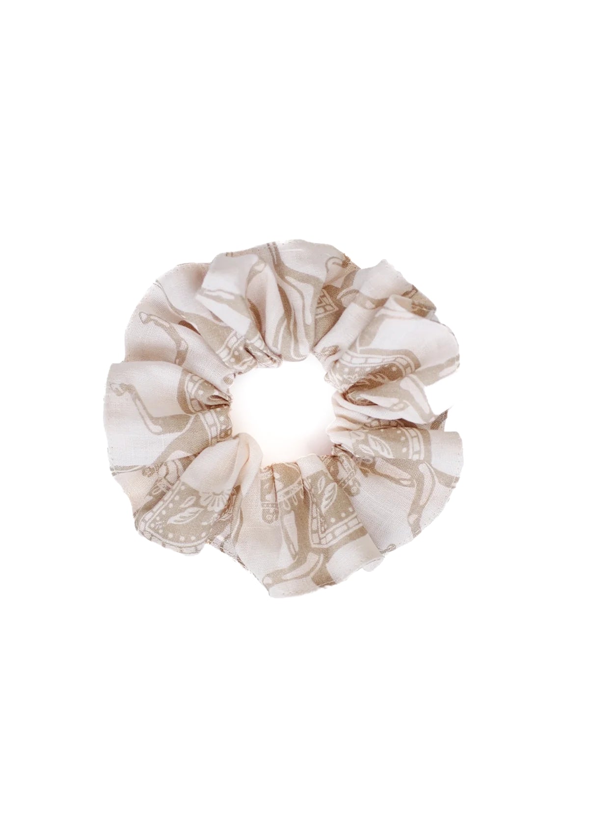 Linen Hair Scrunchie Blossomare Print | Neutral