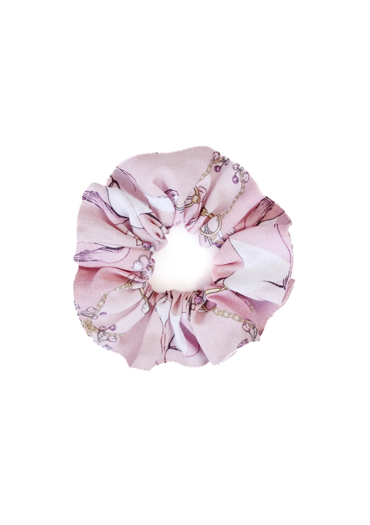 Linen Hair Scrunchie Geo Horse Print | Pink