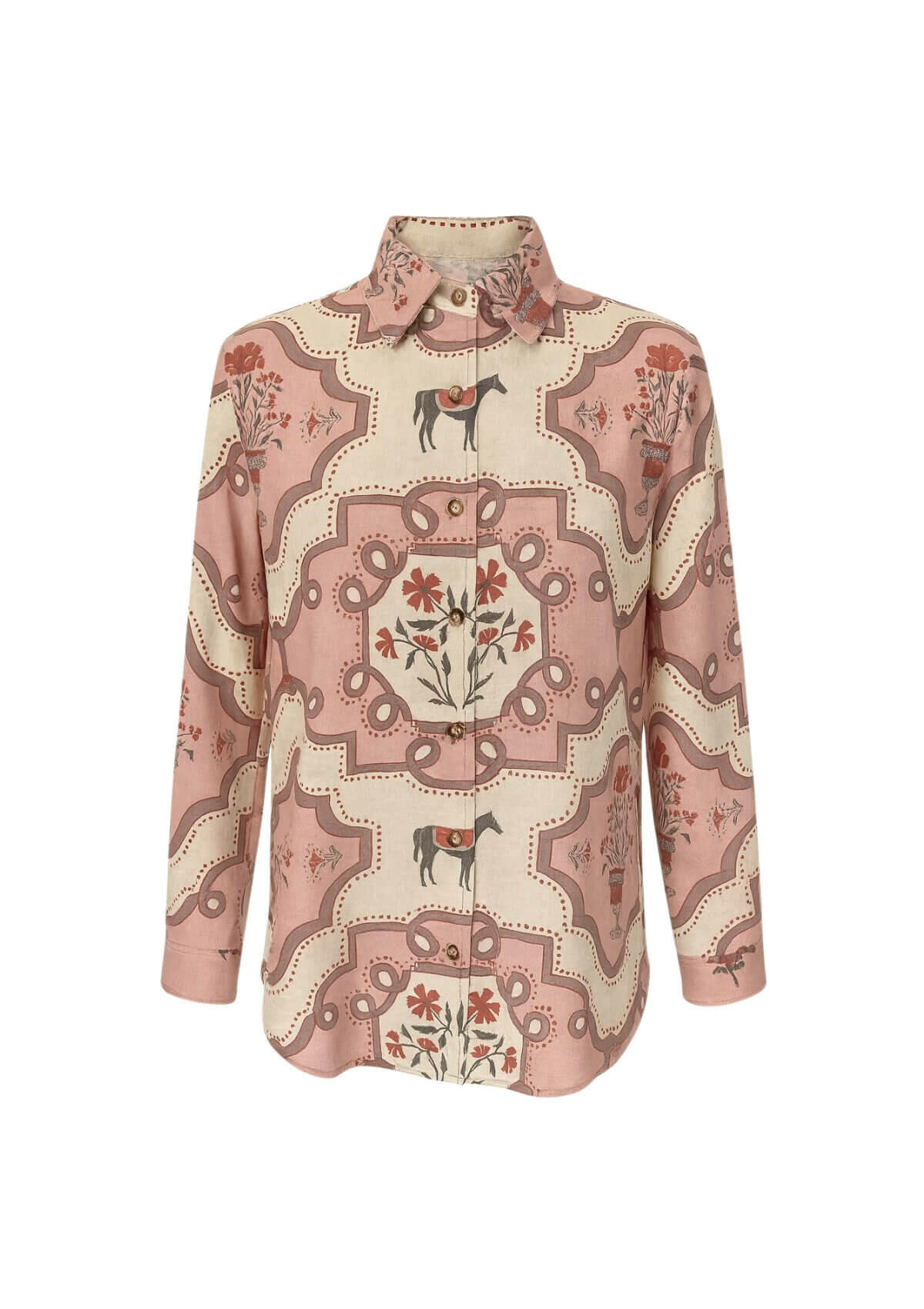 Chantal Shirt | Veranda Print | Coral Blush