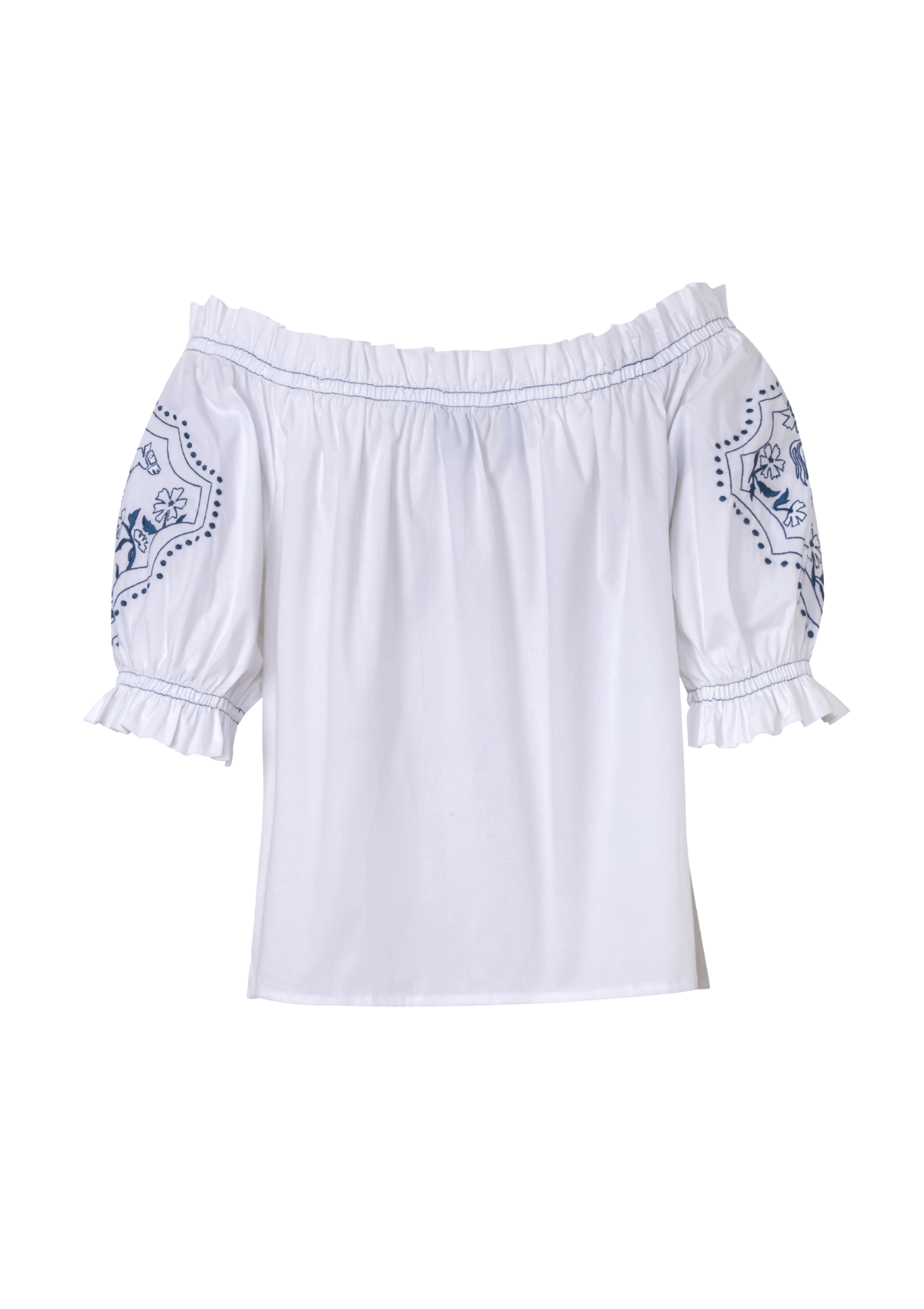 Clarisse Embroidered Off-Shoulder Shirt | White