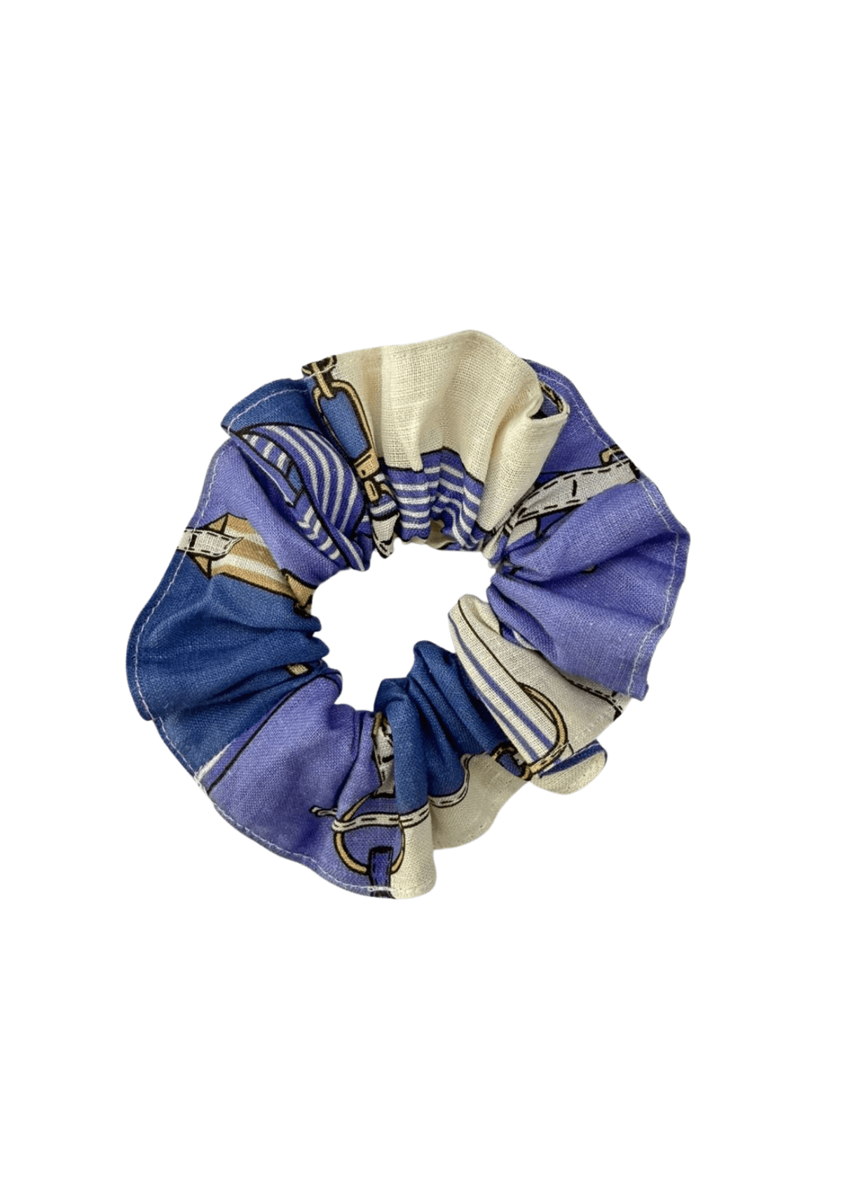 Linen Hair Scrunchie | Jubilea Print | Blue & Nude