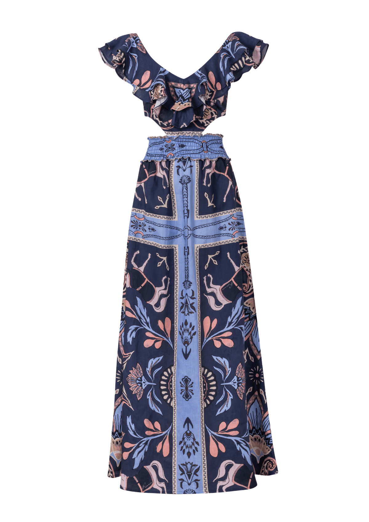 Equestrian-Inspired Floral Maxi Dress