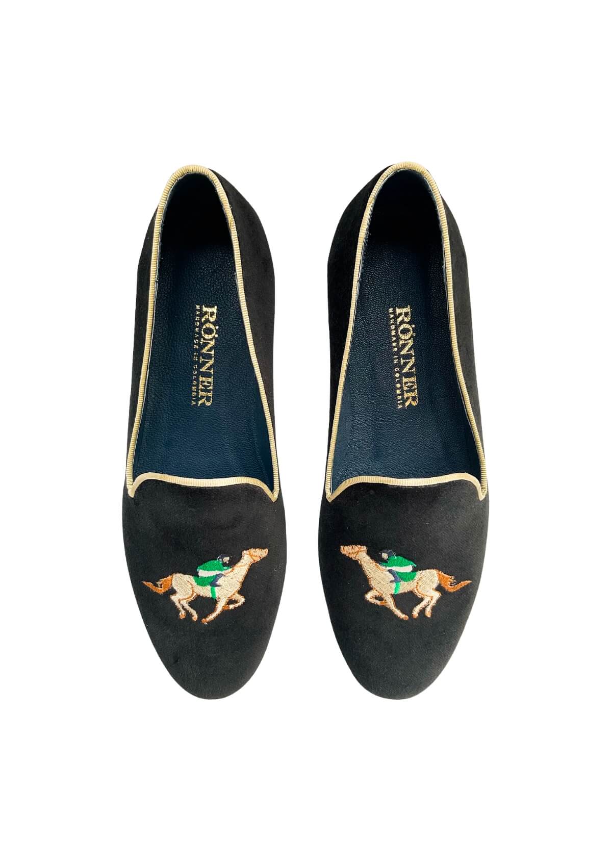 Mimosa Velvet Loafers | Jockey | Black & Gold