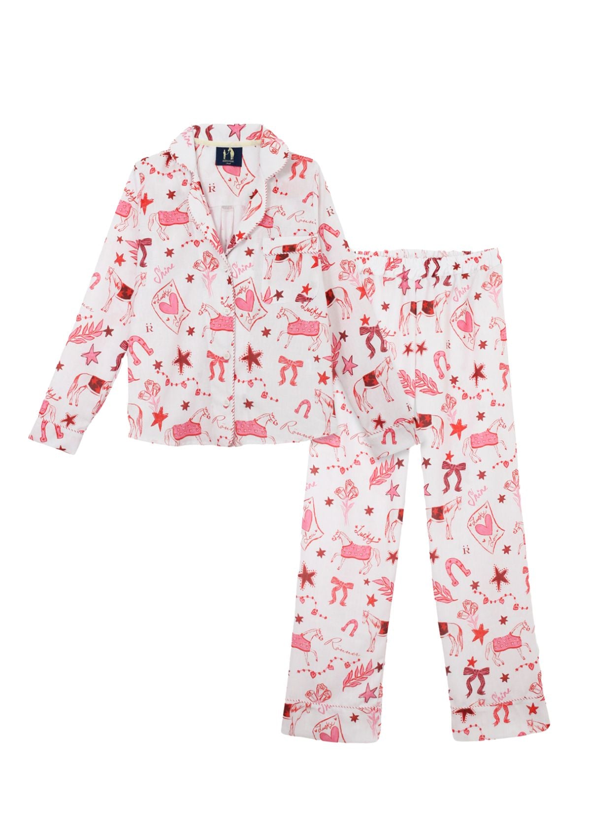Riding The Stars PJ's Set | Long Sleeve | White