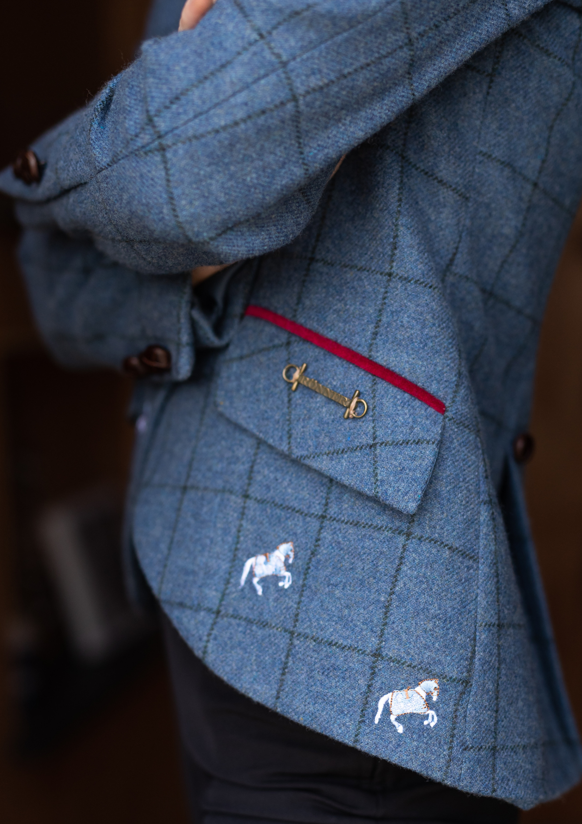 Linen Embroidered Blazer | Blue