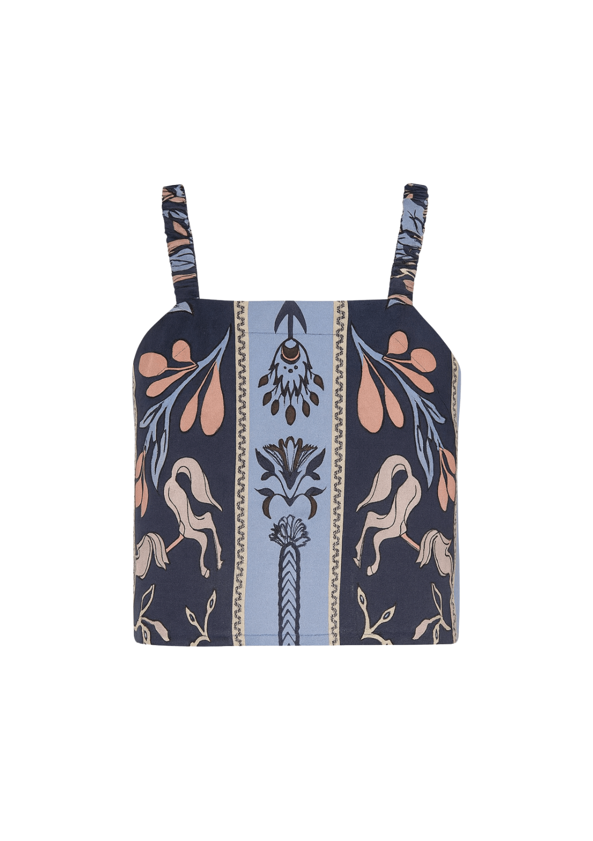 Camille Linen Top | Lilyrose Print | Navy