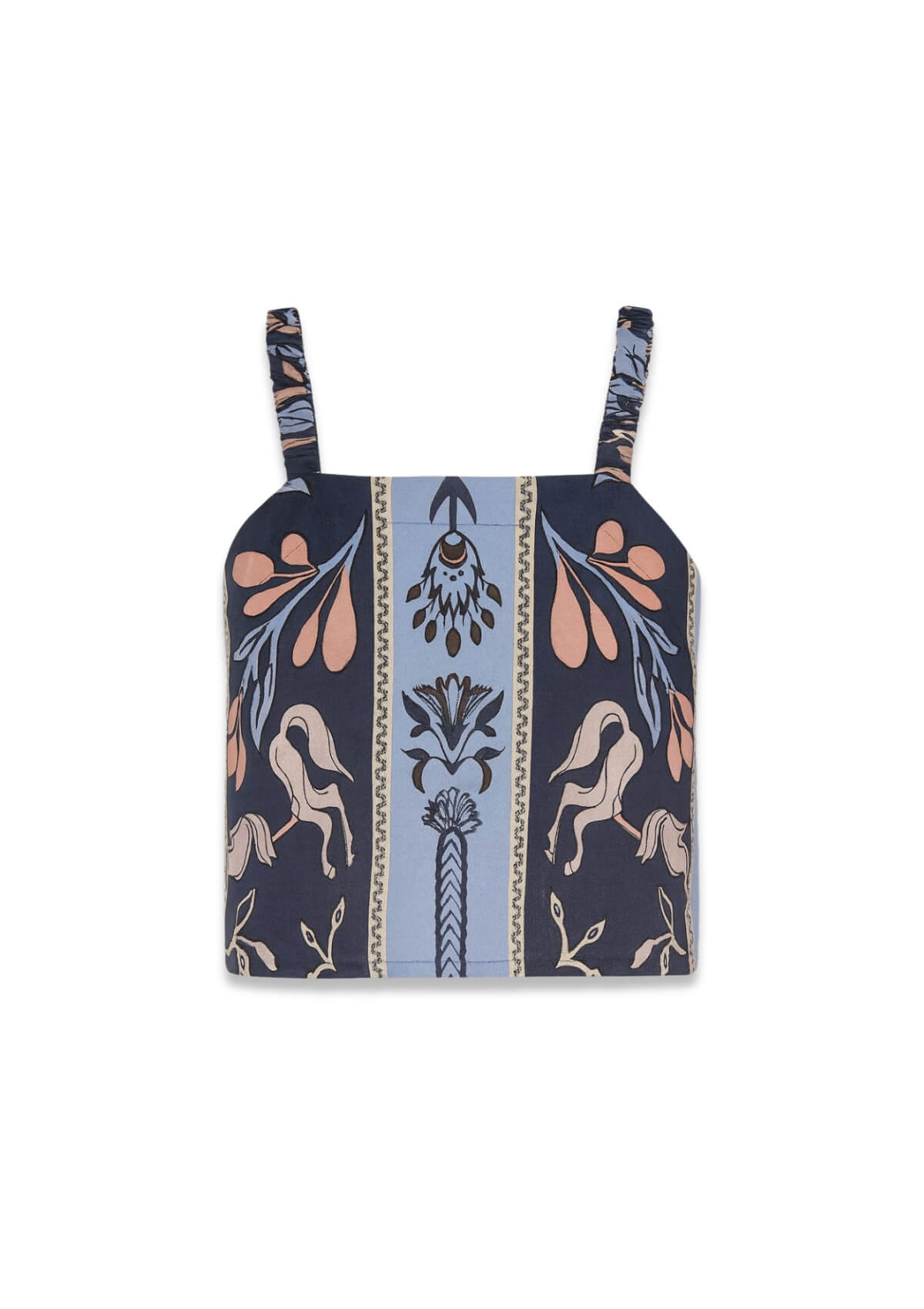 Camille Linen Top | Lilyrose Print | Navy | Sample