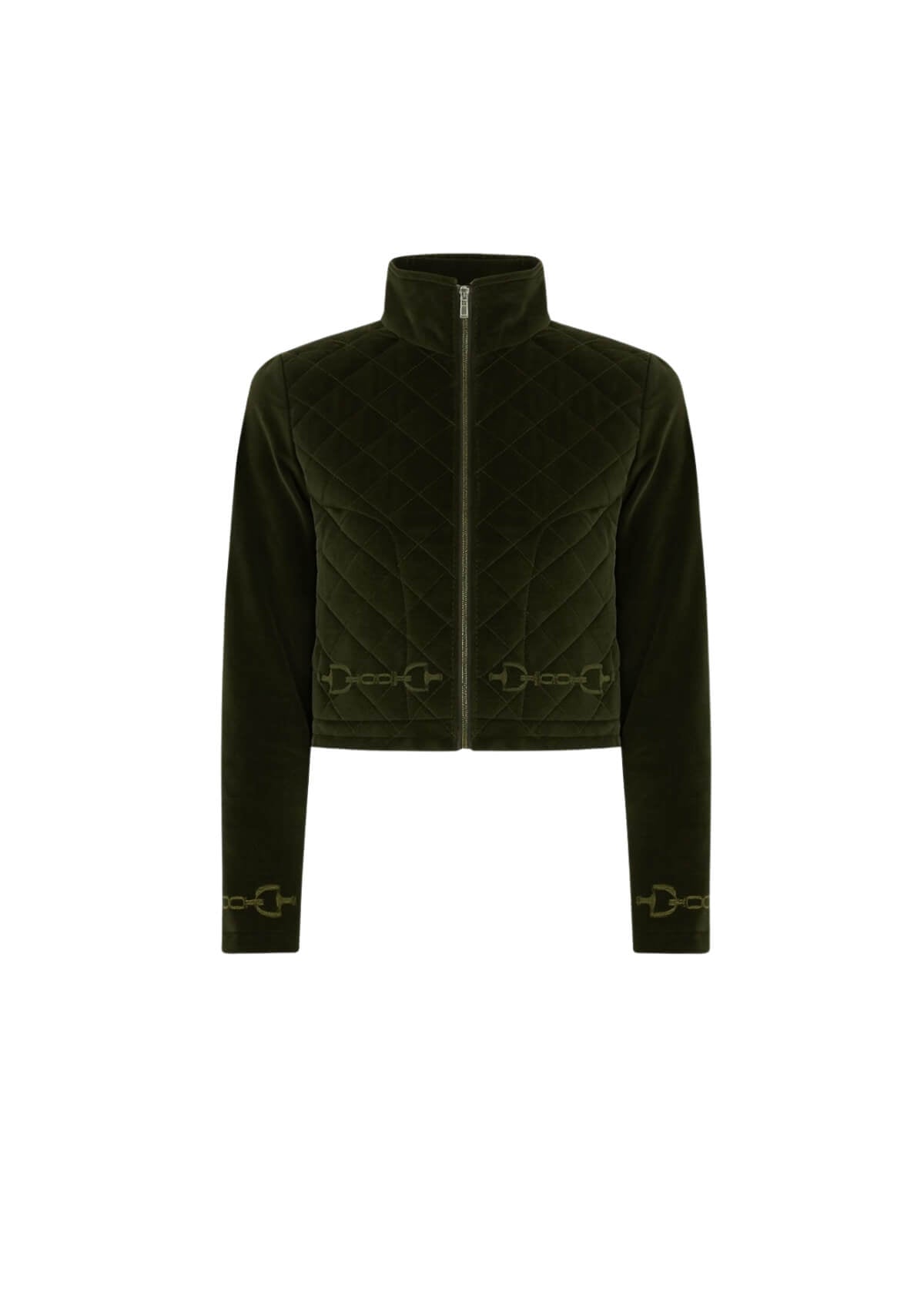 Ember Embroidered Velvet Jacket | Moss Green