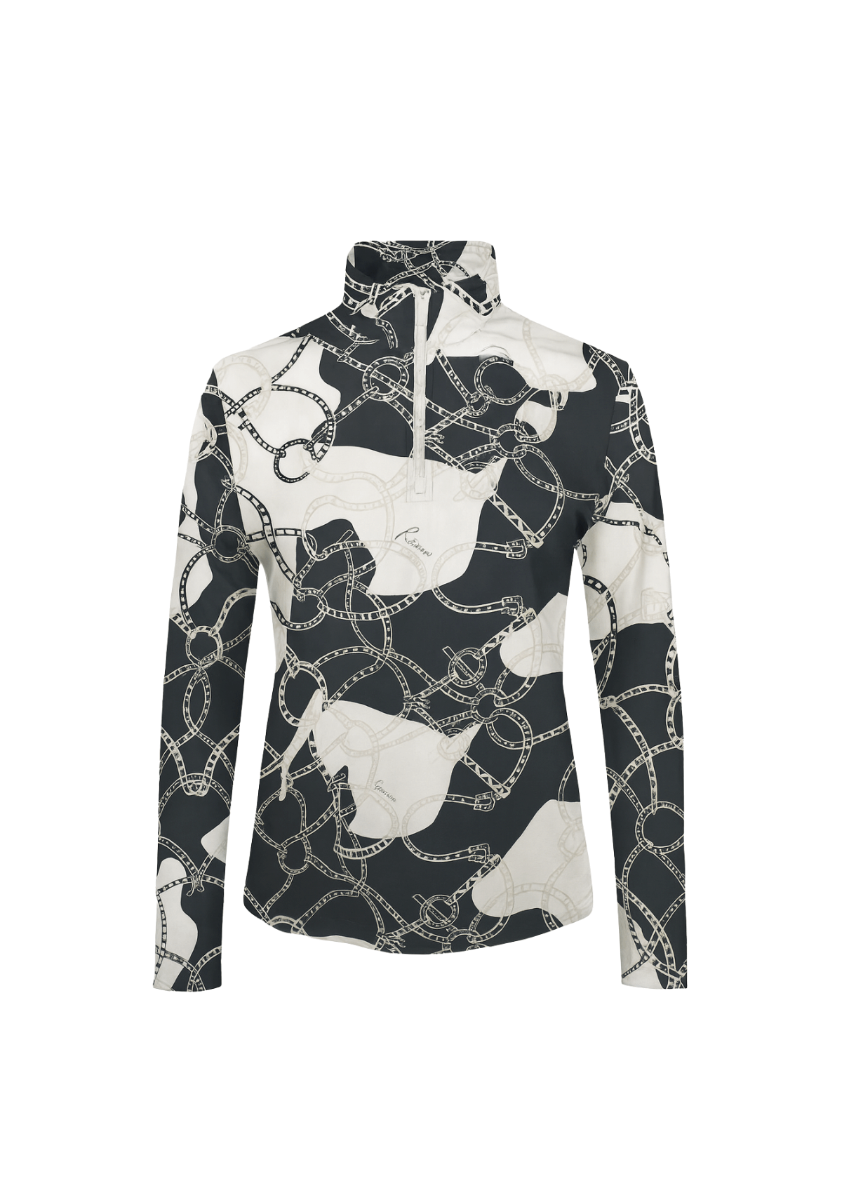 Quarter Zip | Long Sleeve | Saddlery Print | Black & White