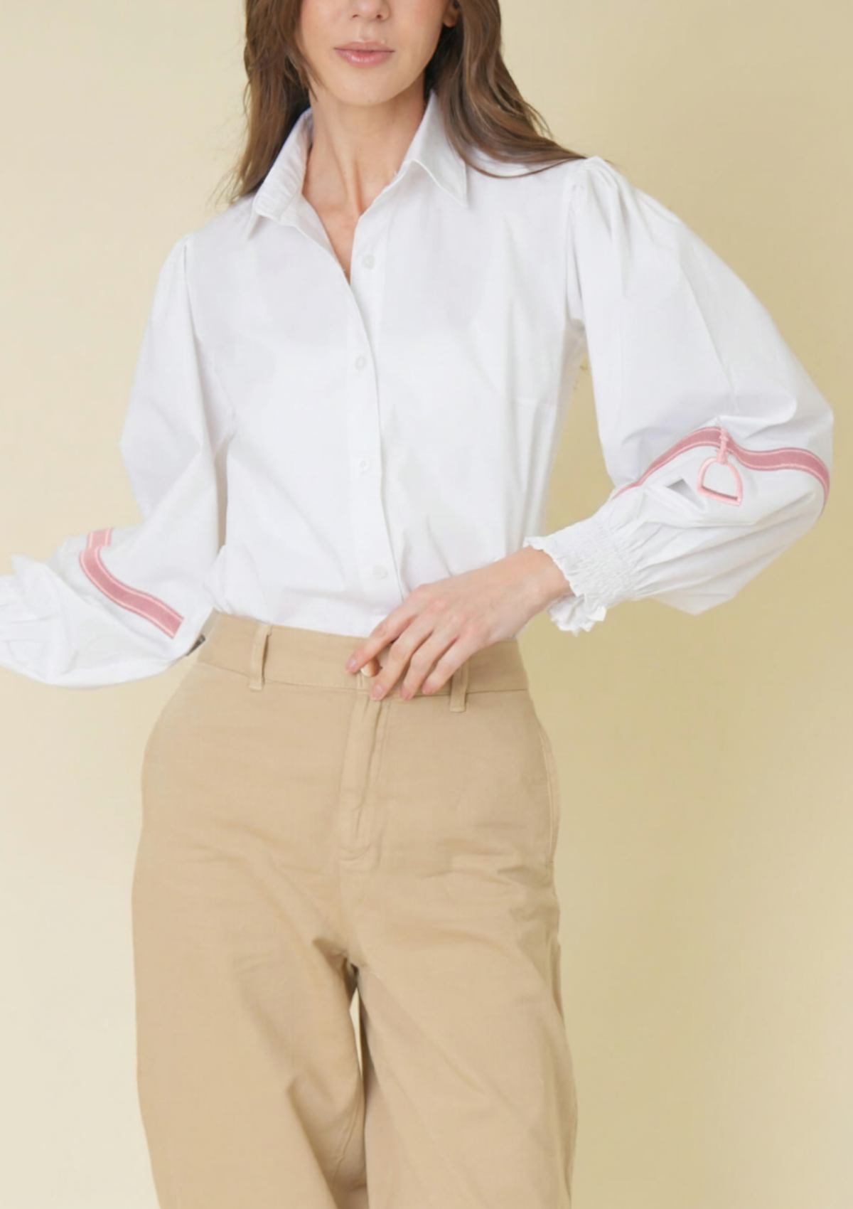 Connie Shirt | White | Embroidered Stirrup