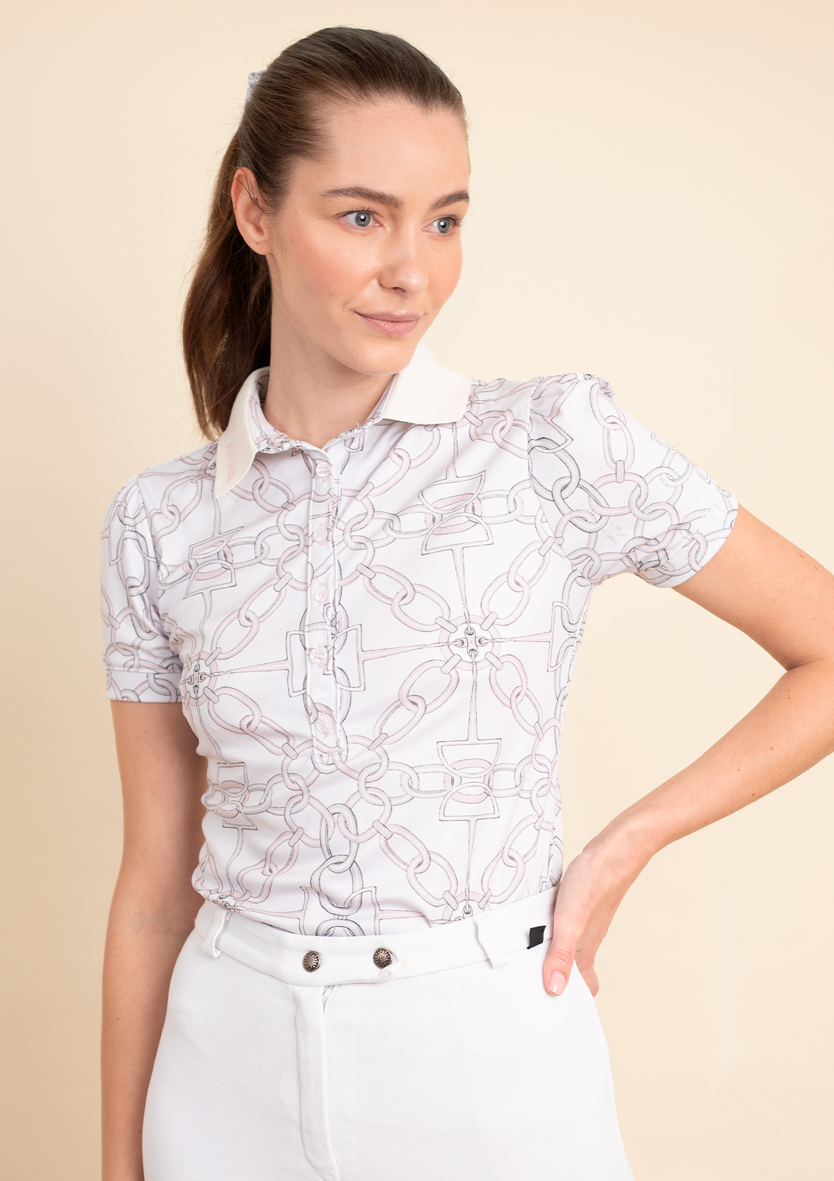 Olivia Polo-Shirt Short Sleeve | Chainlink Print | Bloom - Rönner