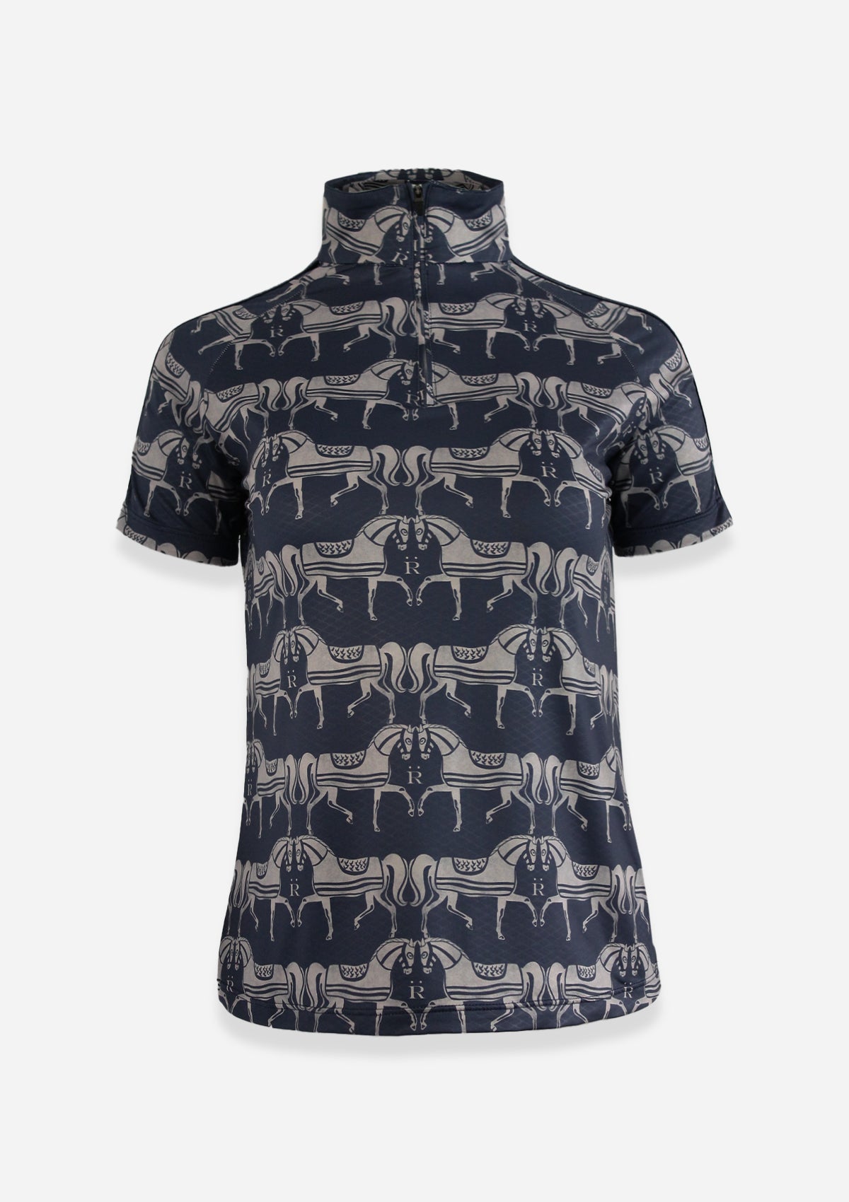 Plume Quarter-Zip | Short Sleeve | Steed Print | Shadow Blue