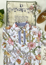 Prairi Polo-Shirt Long Sleeve | Botany Print Blanc | Hig-tech