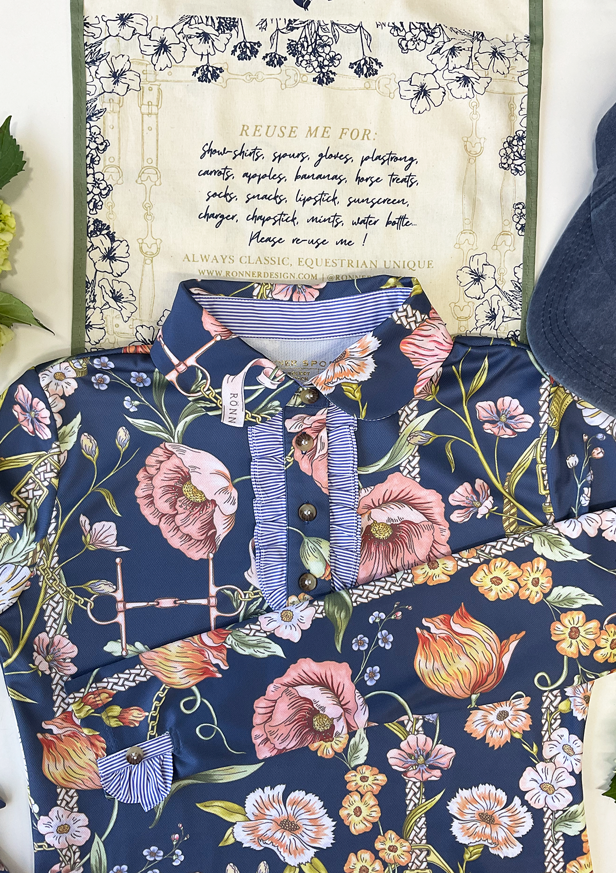Prairi Polo-Shirt Long Sleeve | Botany Print Navy