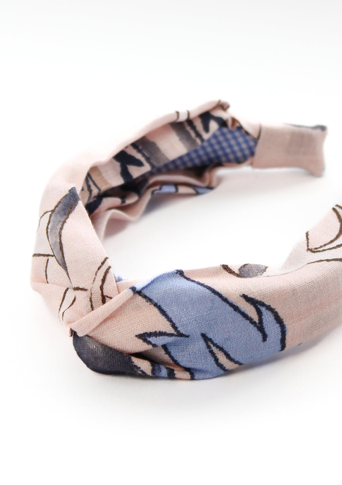 Printed Linen Knotted Headband | Lilyrose Print | Blushrose