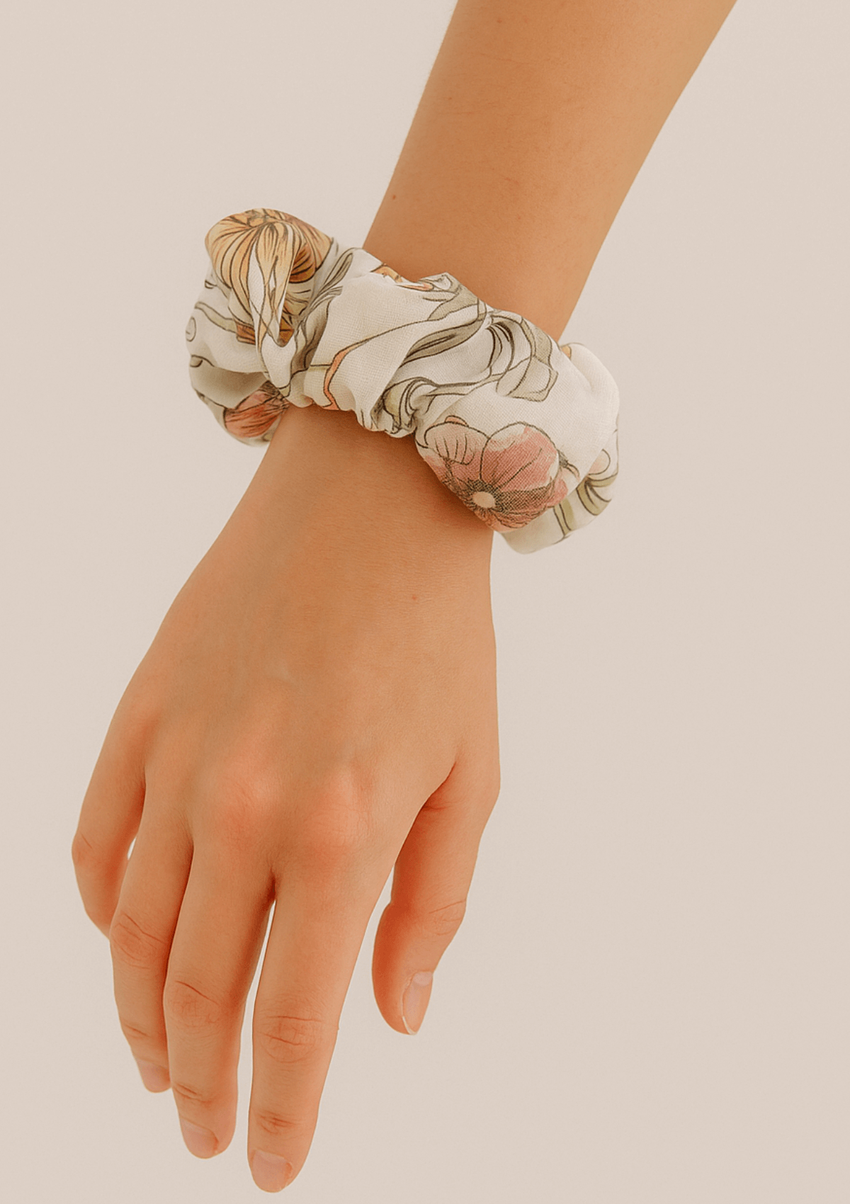 Linen Hair Scrunchie | Botany Print Cream