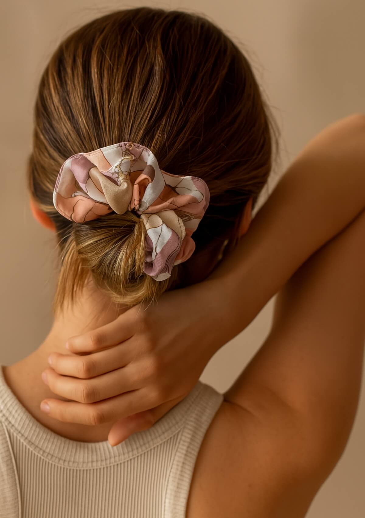 Linen Hair Scrunchie | Geo Horses Print