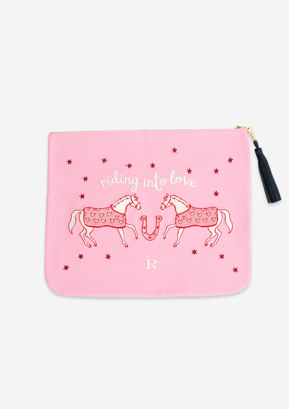 Riding Into Love | Embroidered Pouch | Pink