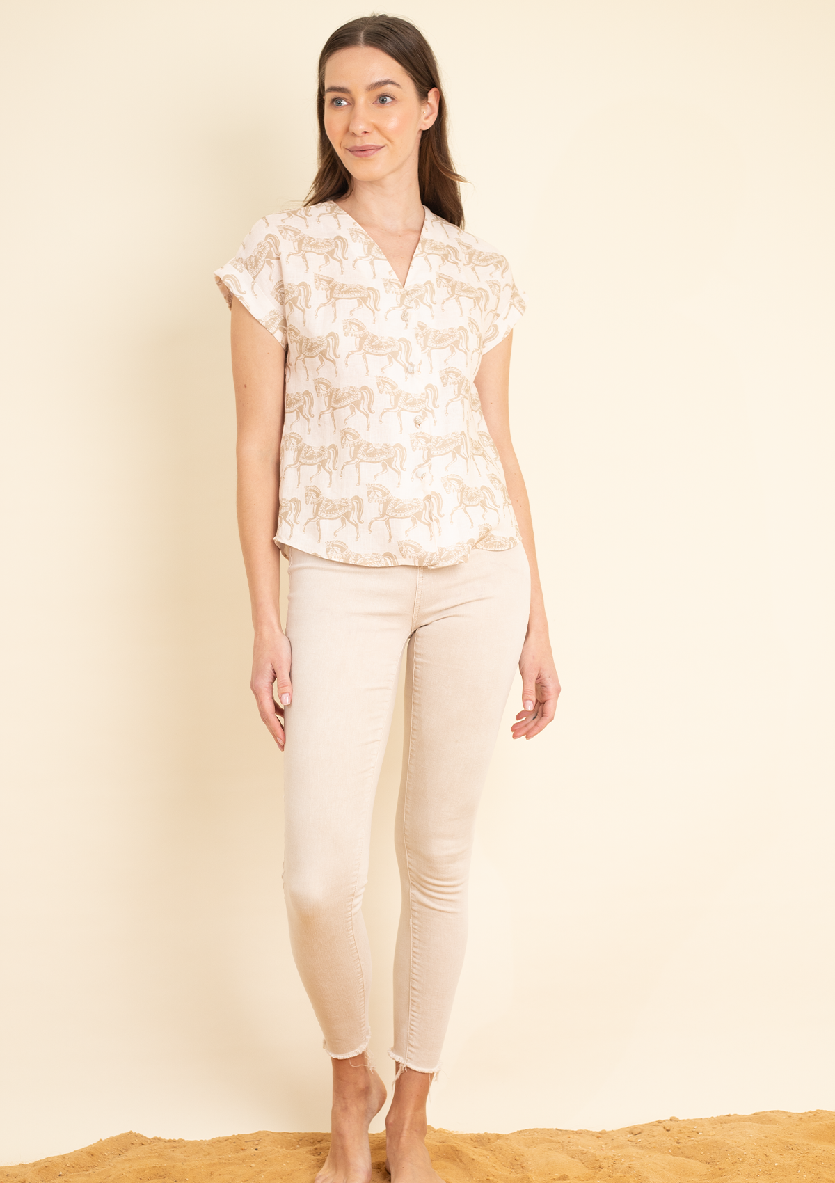 Lila Linen Shirt | Blossomare Print | Neutral - Rönner