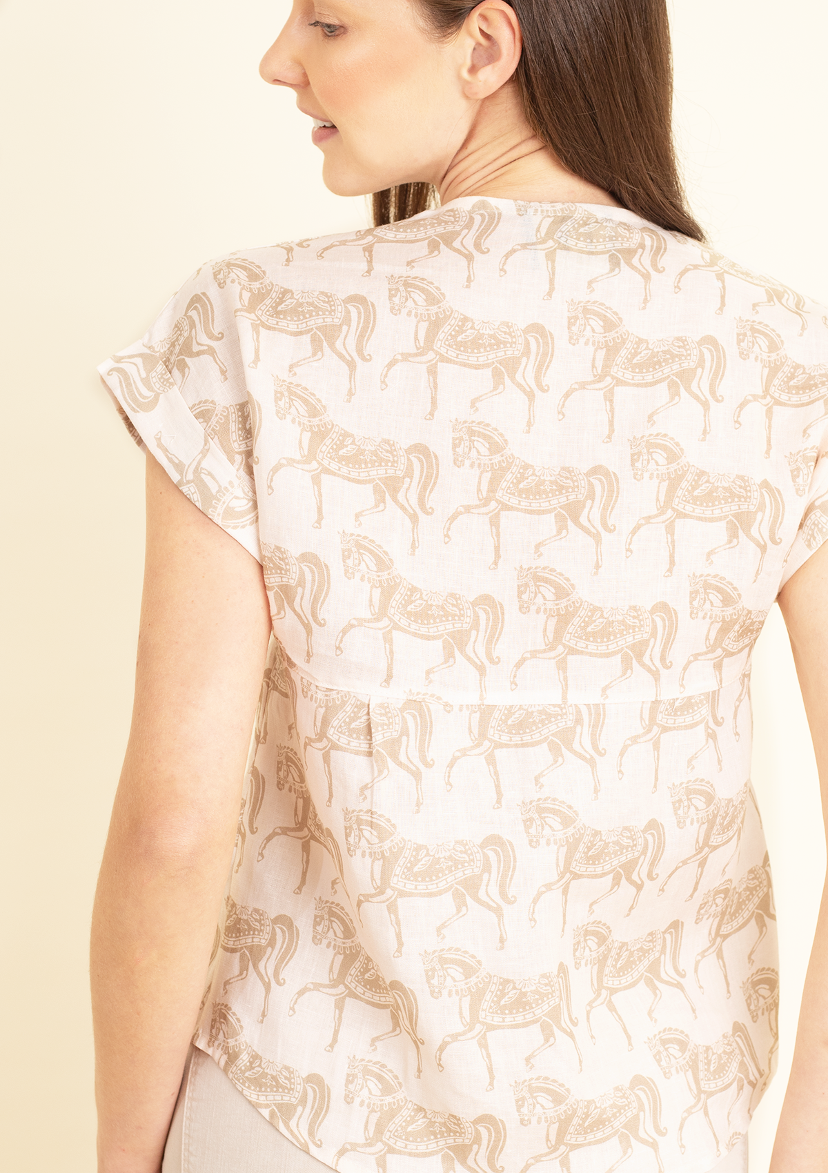 Lila Linen Shirt | Blossomare Print | Neutral - Rönner