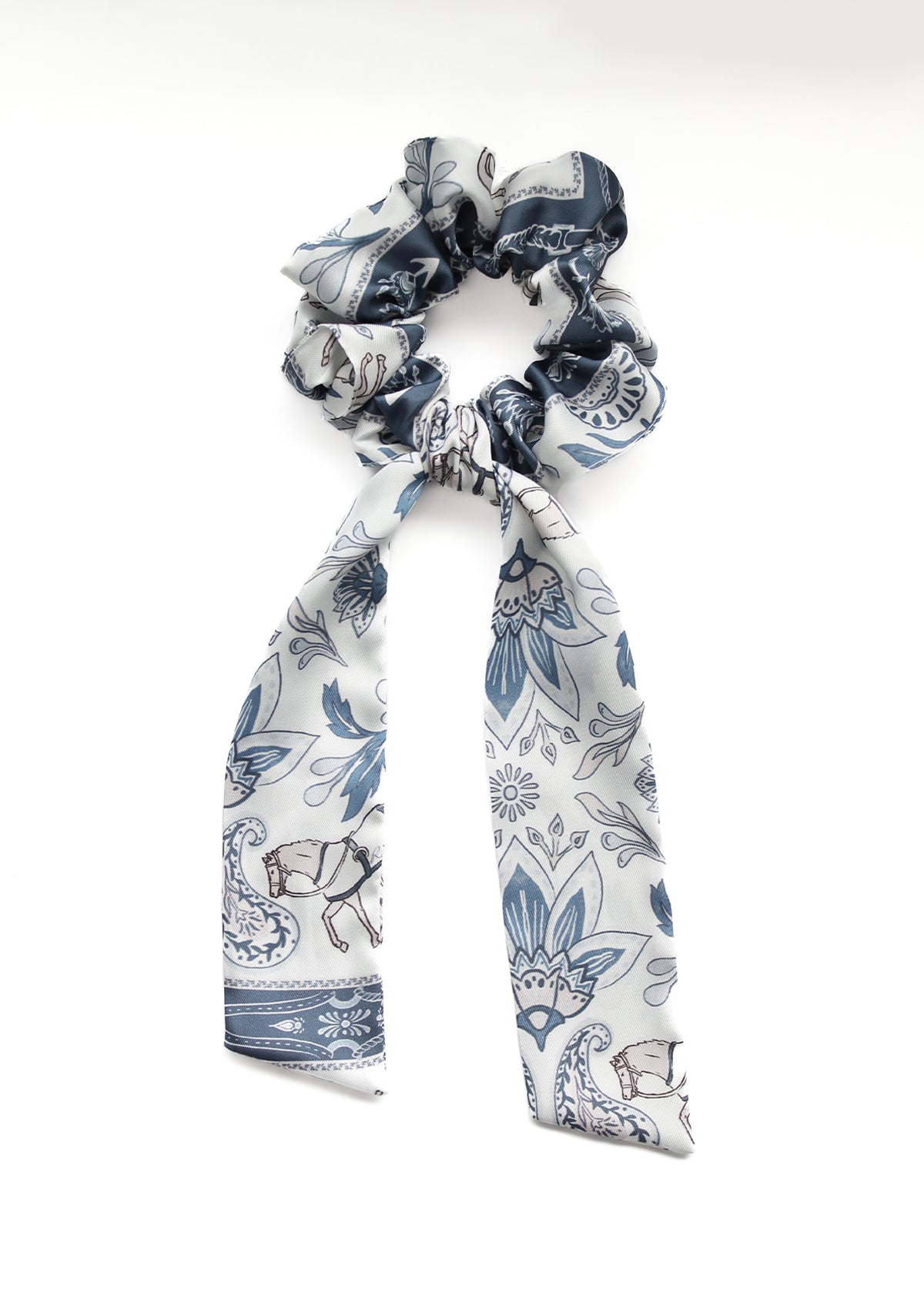 Scarf Hair Scrunchie Lilyrose | White & Navy