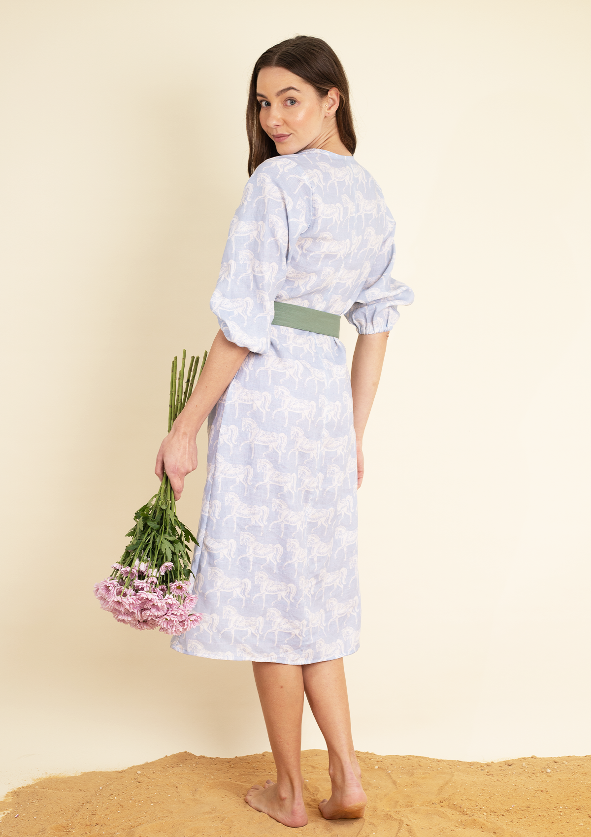 Sophia Linen Dress | Blossomare Print | Cotton Blue - Rönner