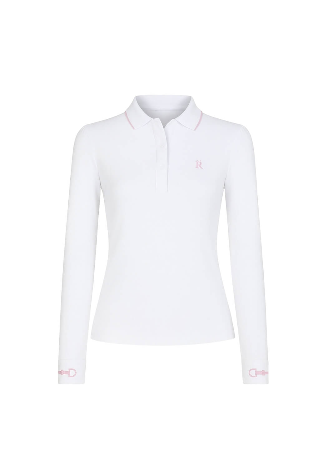 The Equestrian Polo-Shirt | Long Sleeve | White & Pink