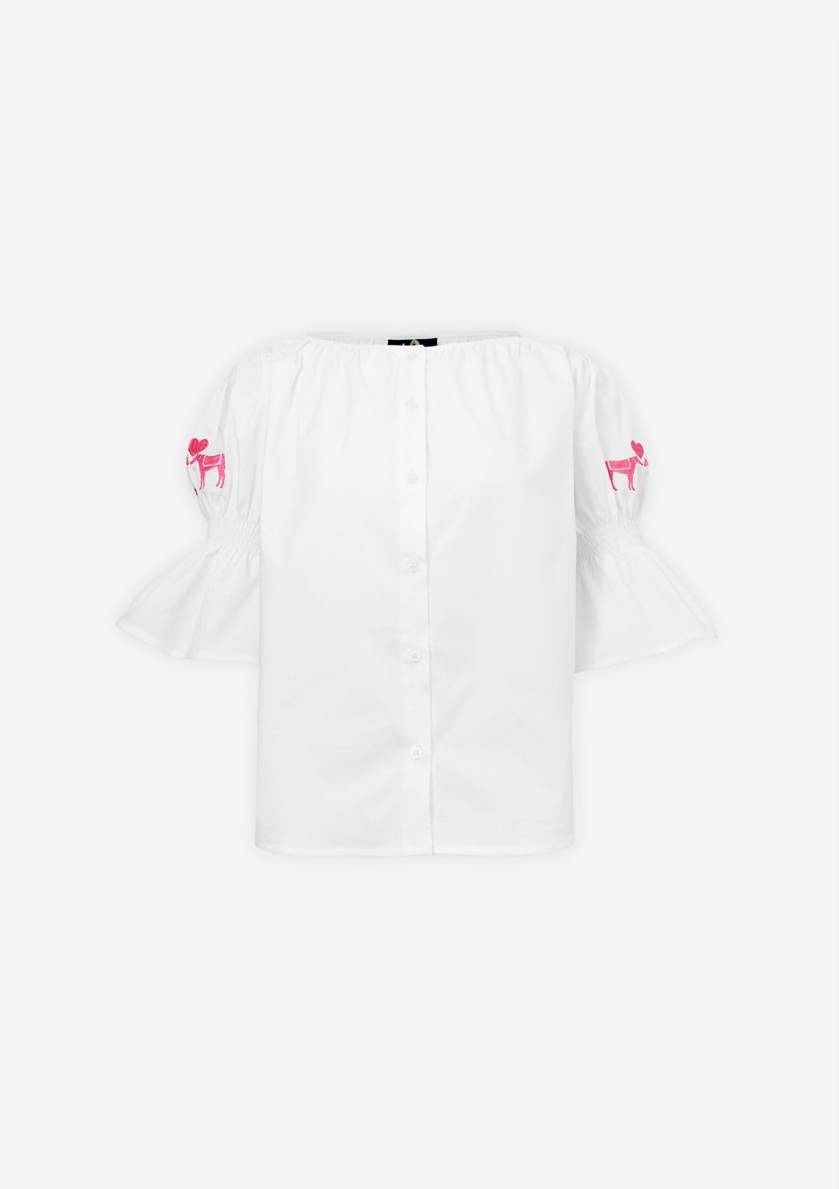 Valentine's Annie Shirt Embroidered | White & Pink