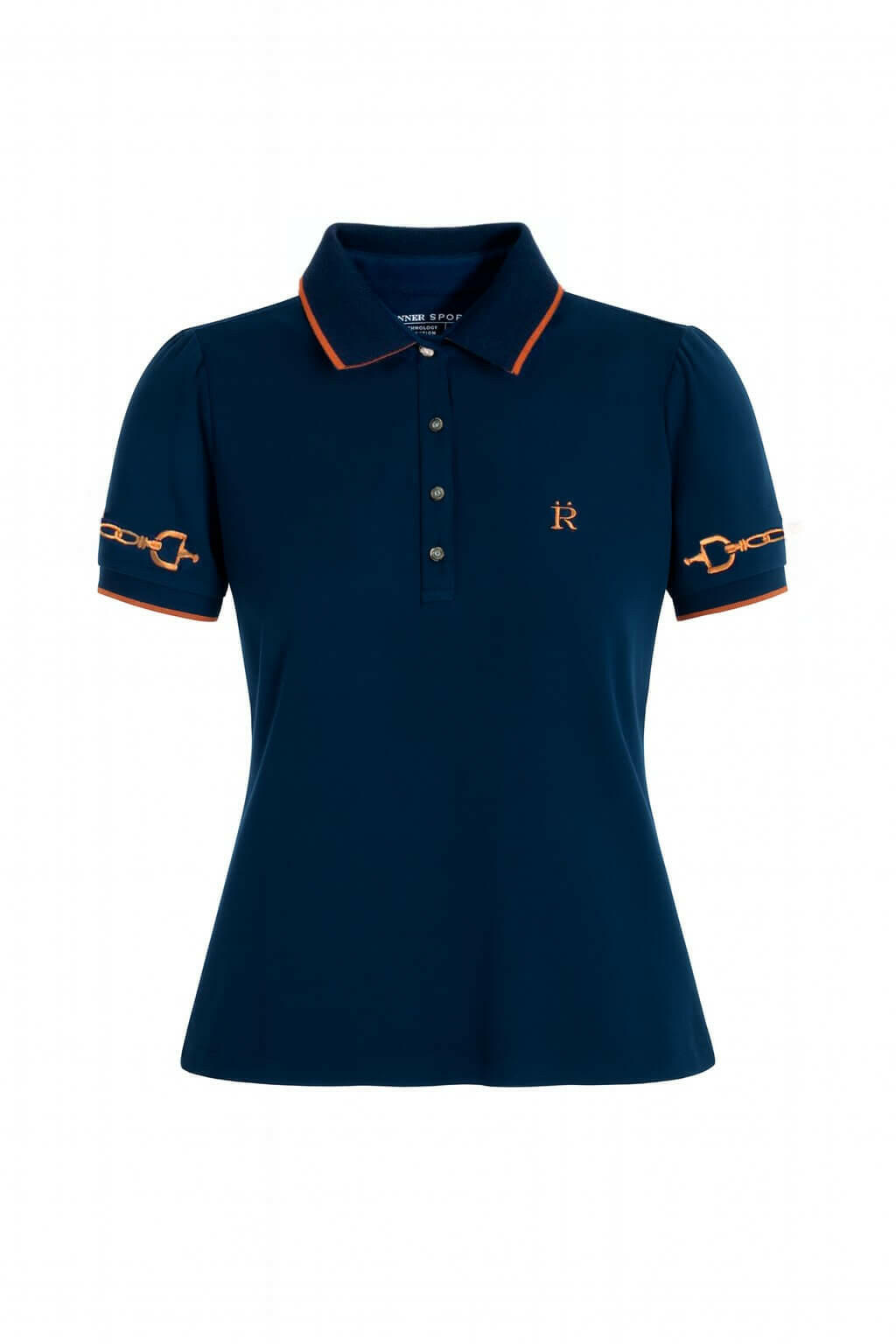 The Equestrian Polo-Shirt | Short Sleeve | Navy with Cognac