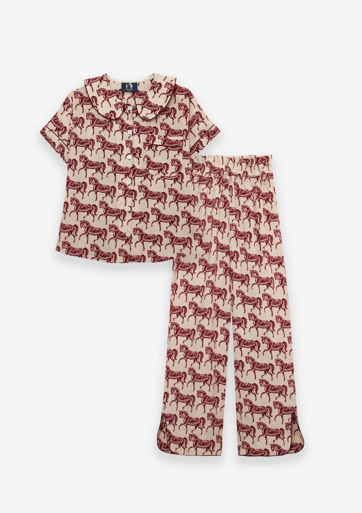 Ponyland PJ's Set | Blossomare Print | Crimson Cream | Equestrian Sleepwear Collection