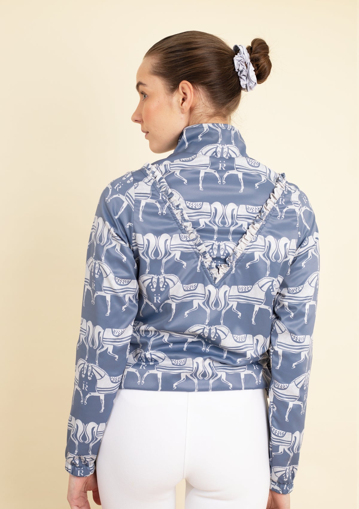 Zara Windbreaker with Ruffle | Steed Print | Blue & Sand - Rönner