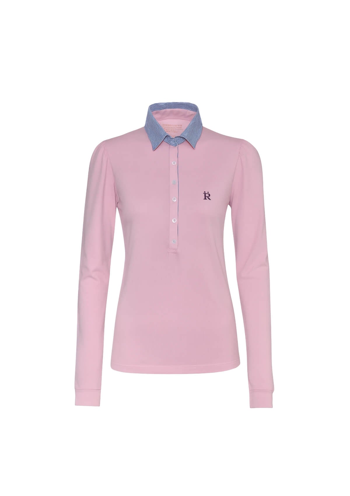 Acasia Polo-Shirt | Long Sleeve | Pink & Pinstripes