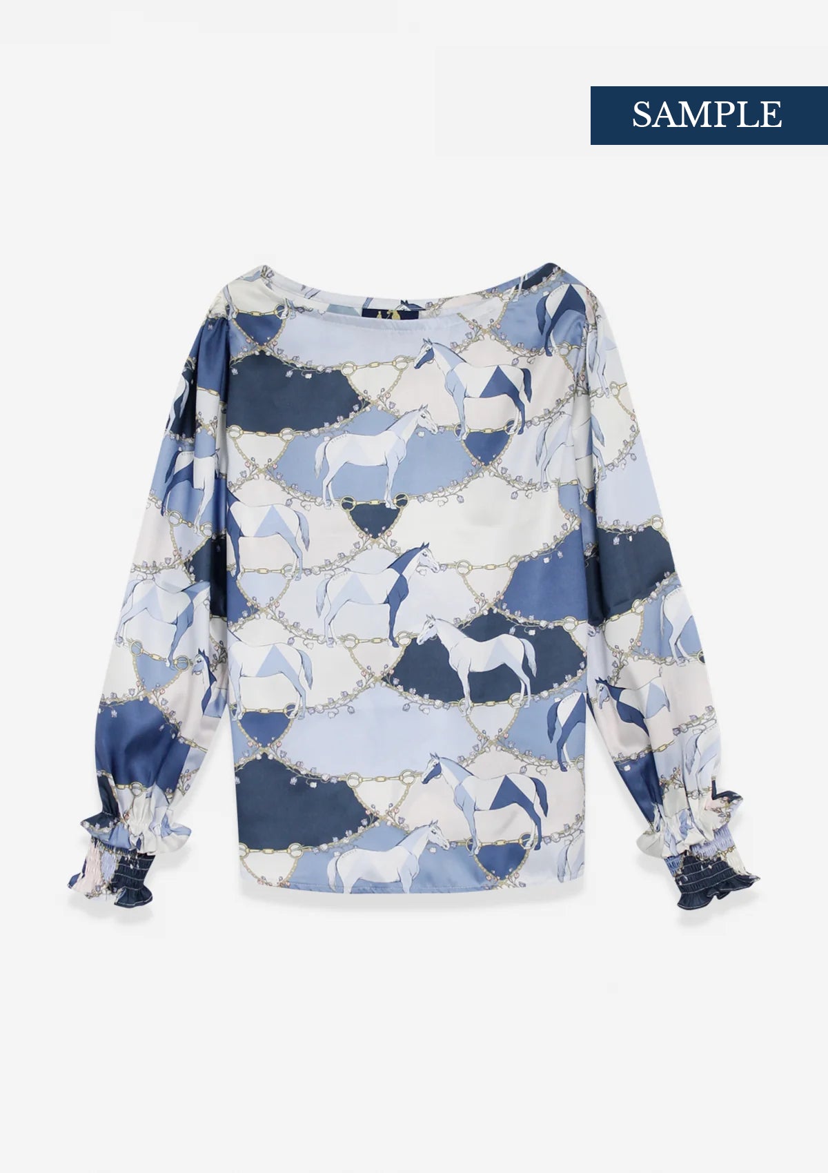 Allure Blouse Geo Horses Print | Blue