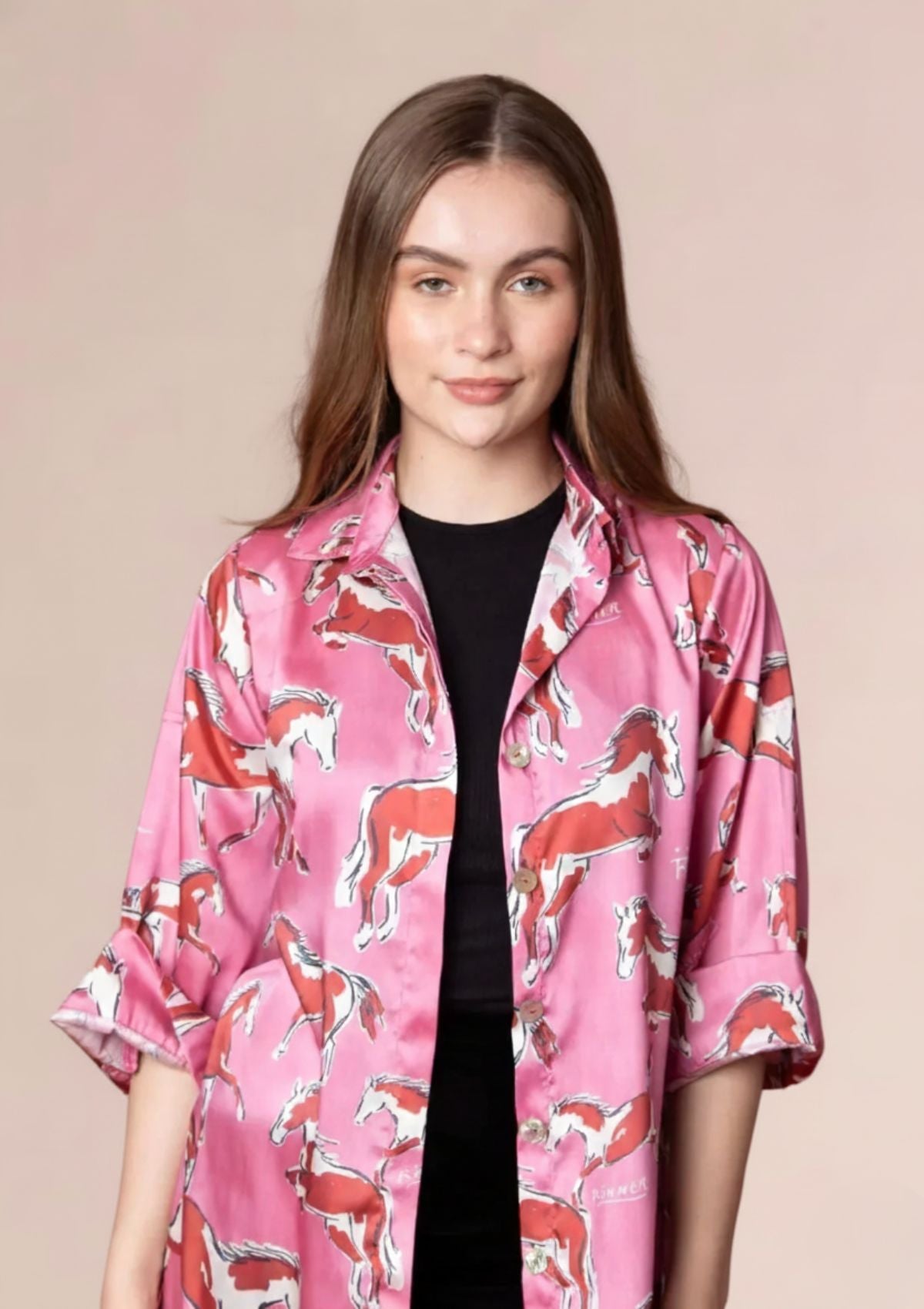 Amalia Shirt - Dress | Volt Print | Cerise - RönnerDressXS
